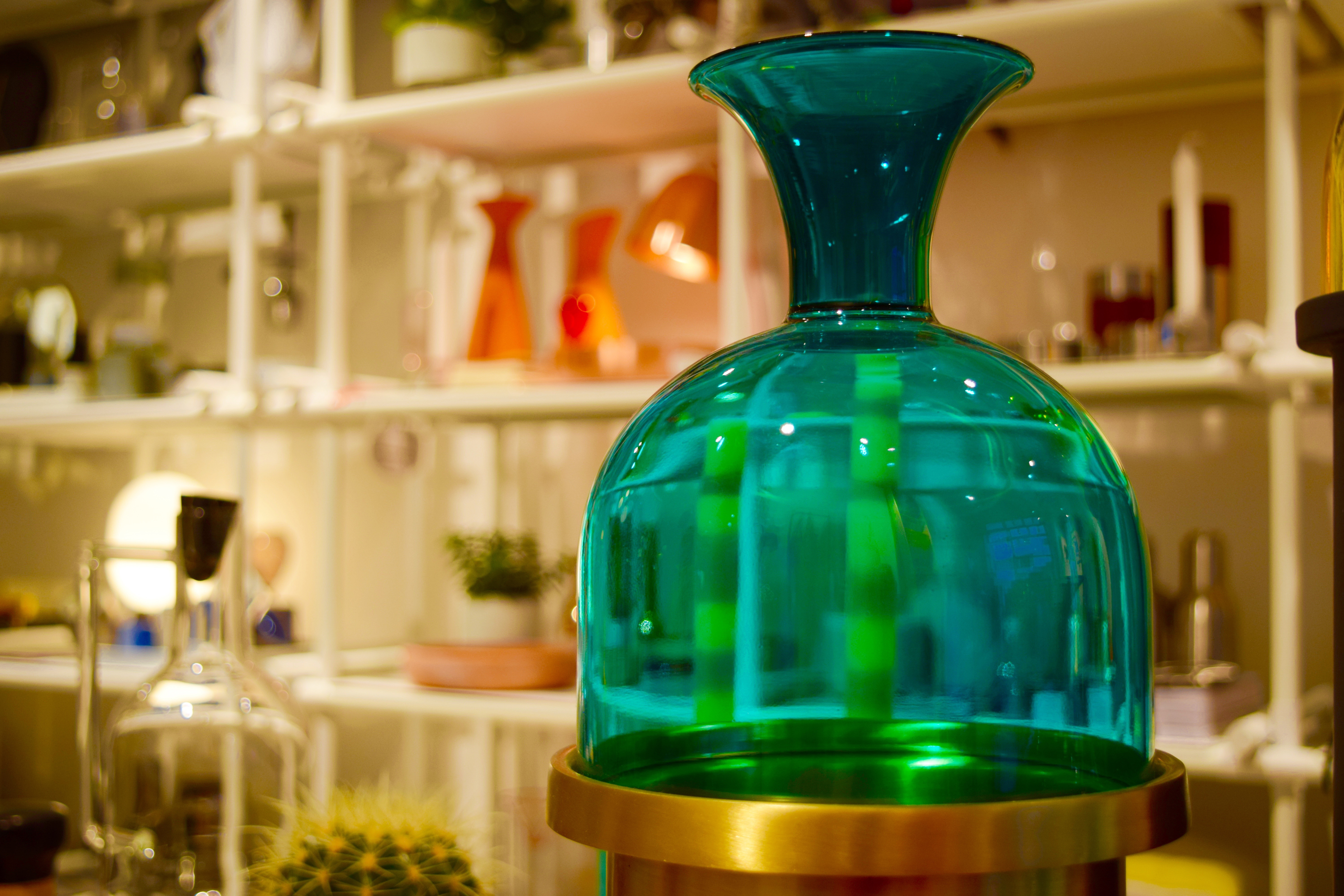A brass and glass bowl designed by Aldo Cibic at Monologue London in the Redchurch shopping district of London.