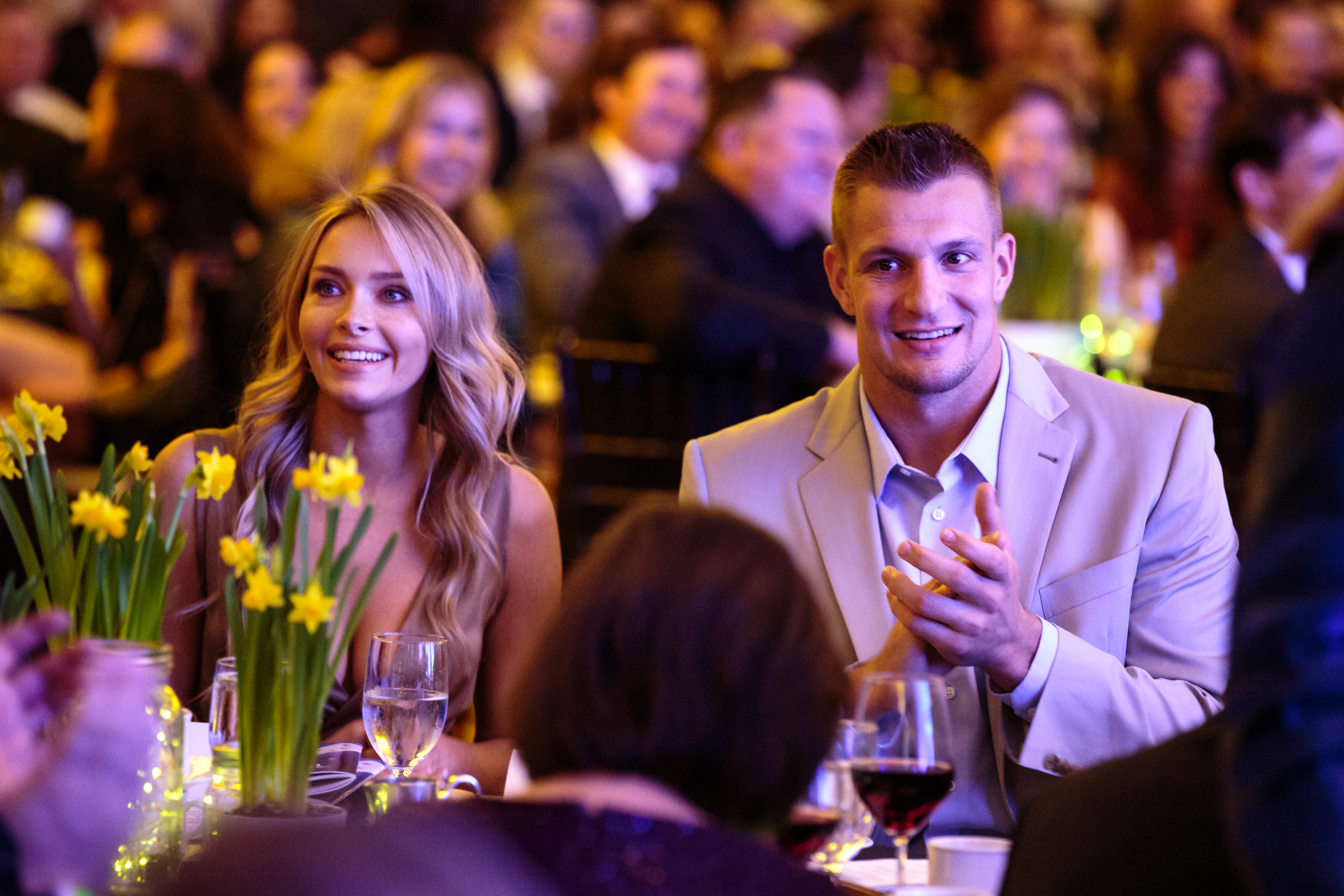 Camille Kostek and Rob Gronkowski sat together before Gronkowski received his award.