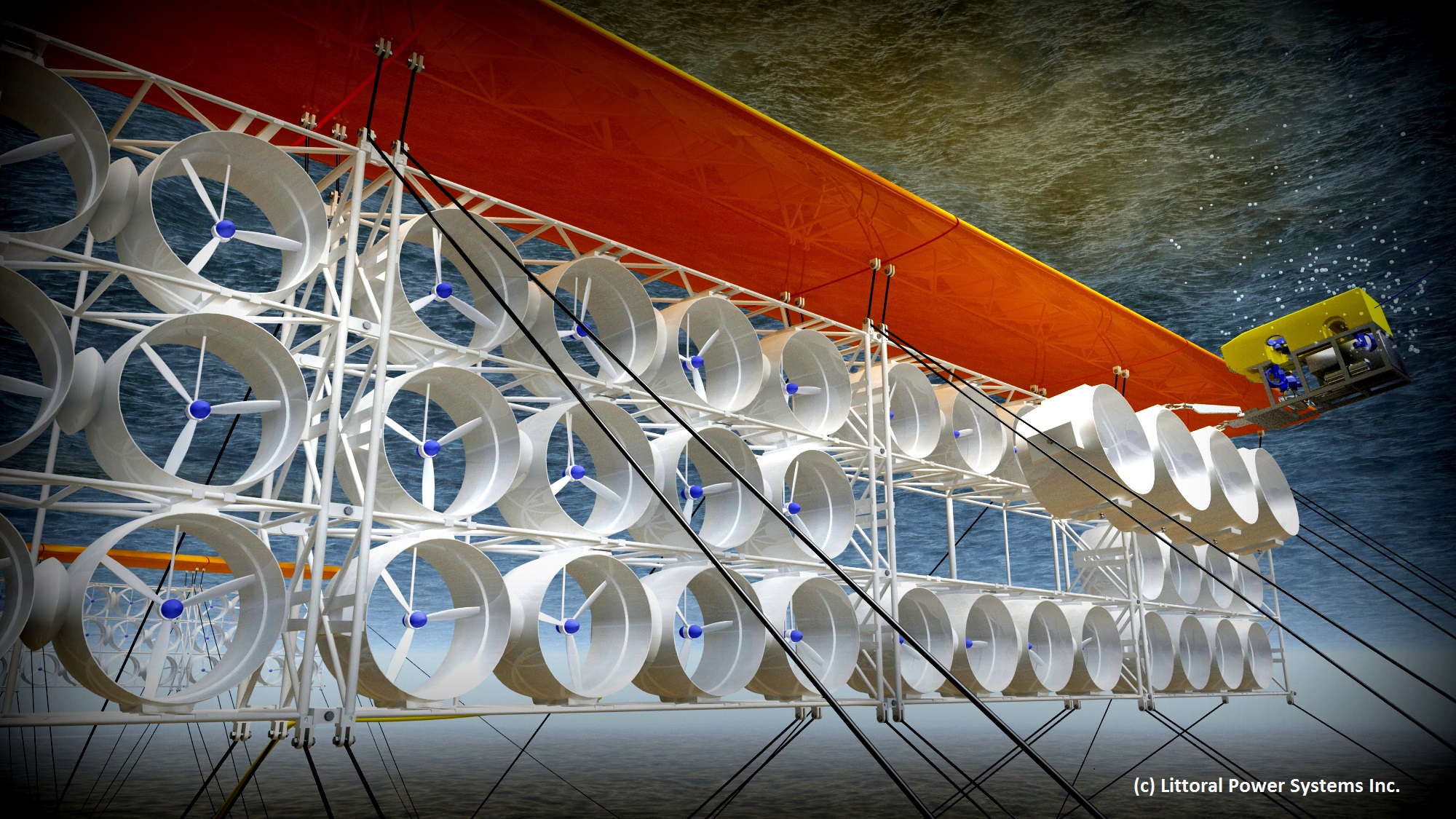 A rendering of the tidal energy equipment.