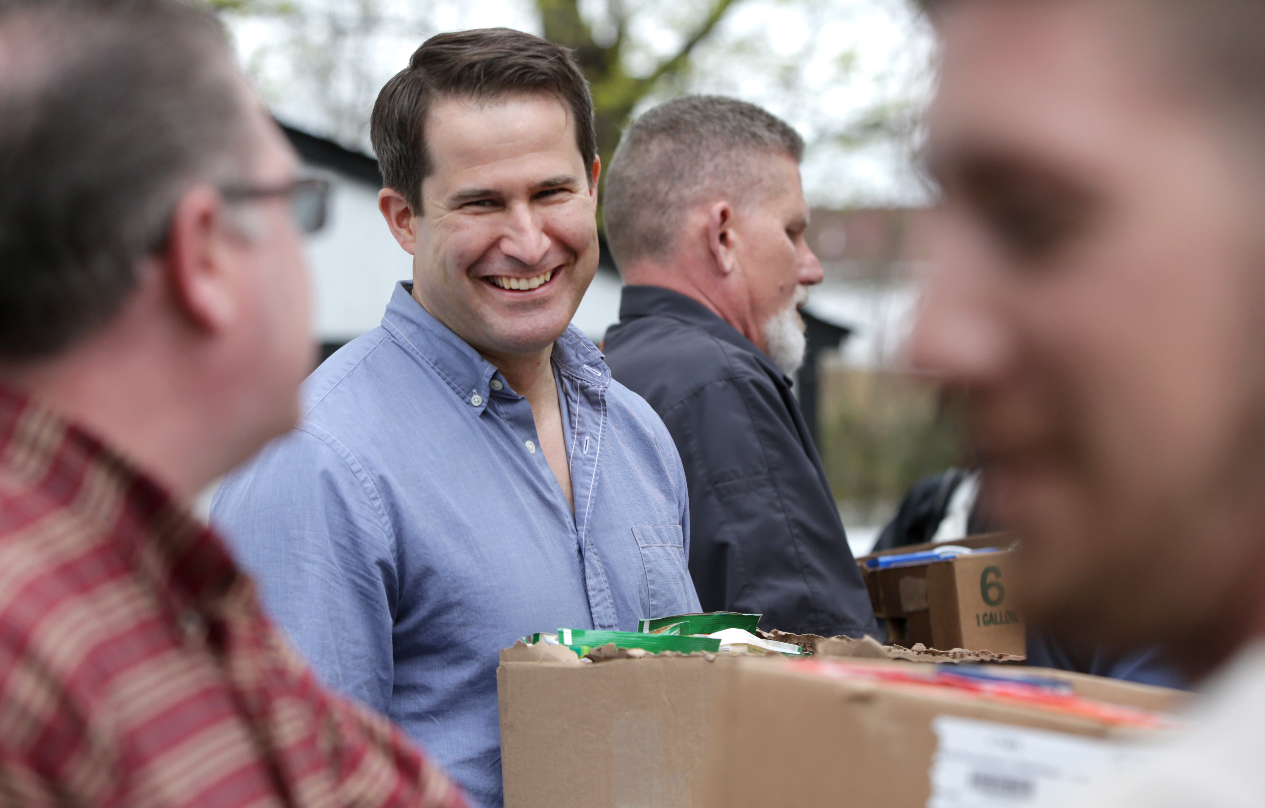 Moulton campaigning this week in Manchester, N.H.