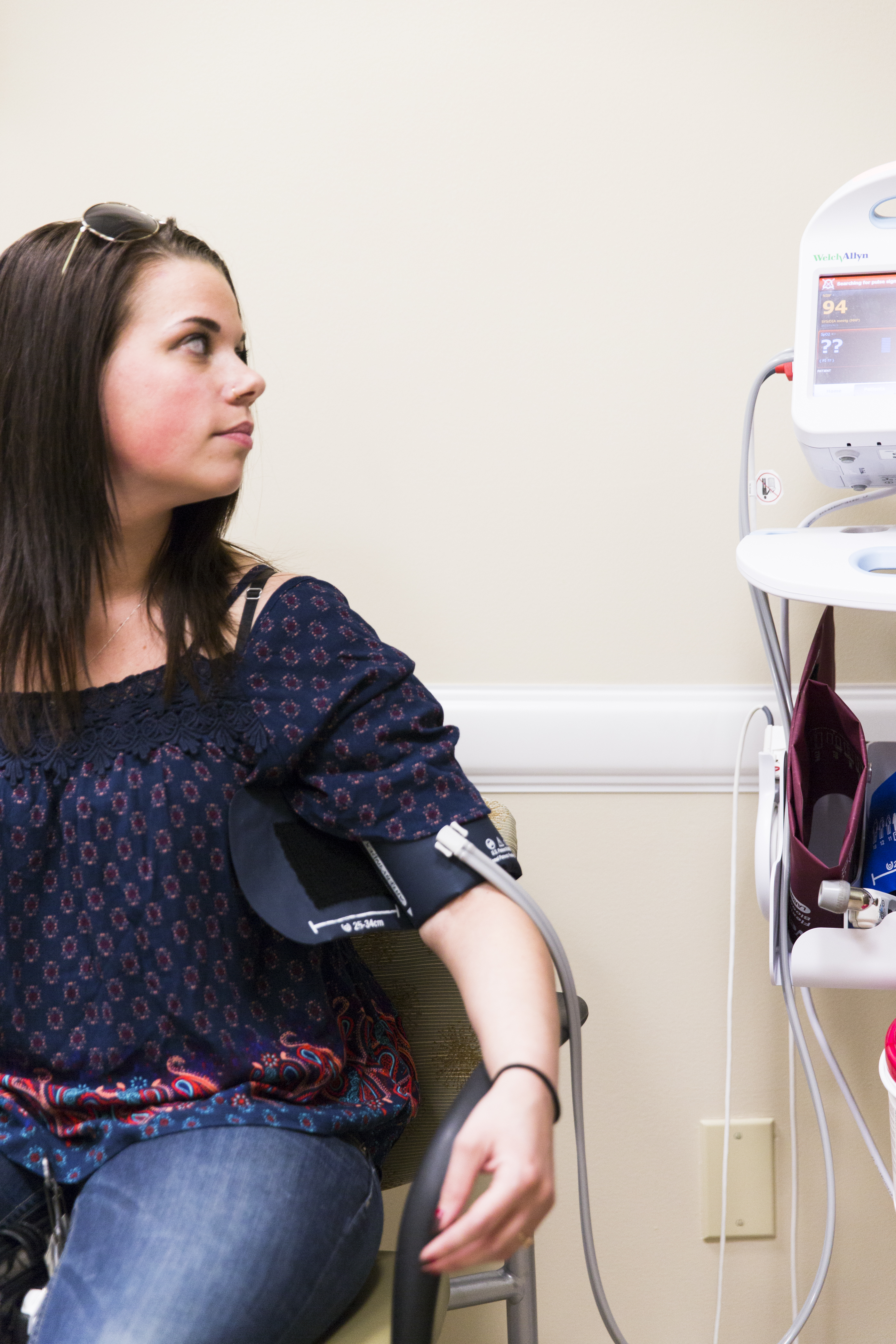 Katelyn Labbe gets her vitals checked at Togus.