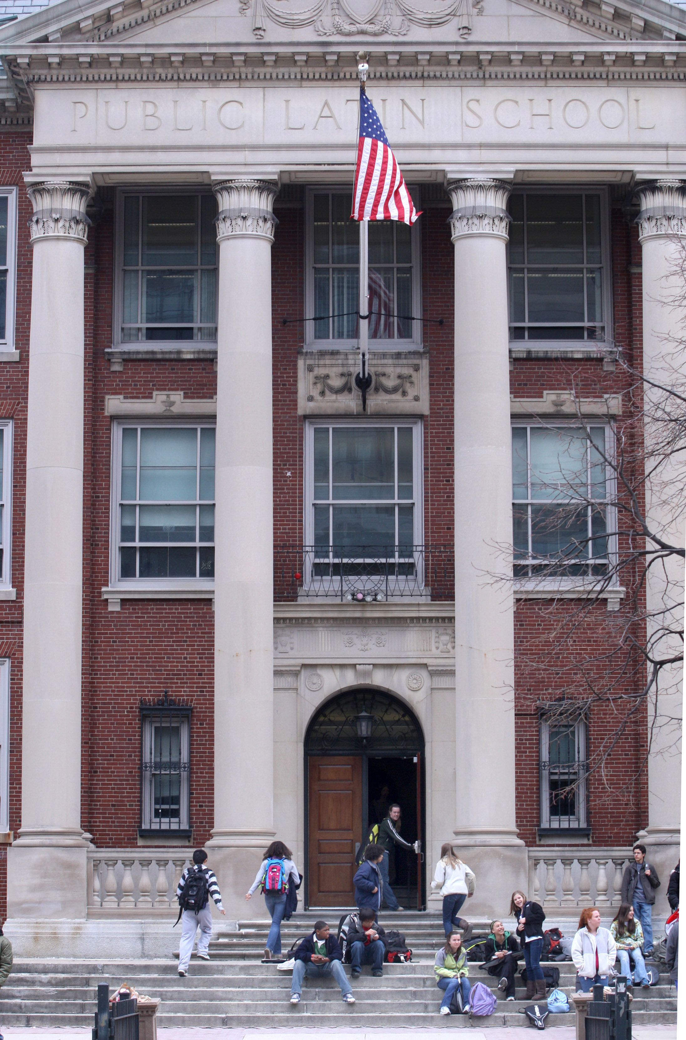 Students at Boston Latin left school at the end of the day.