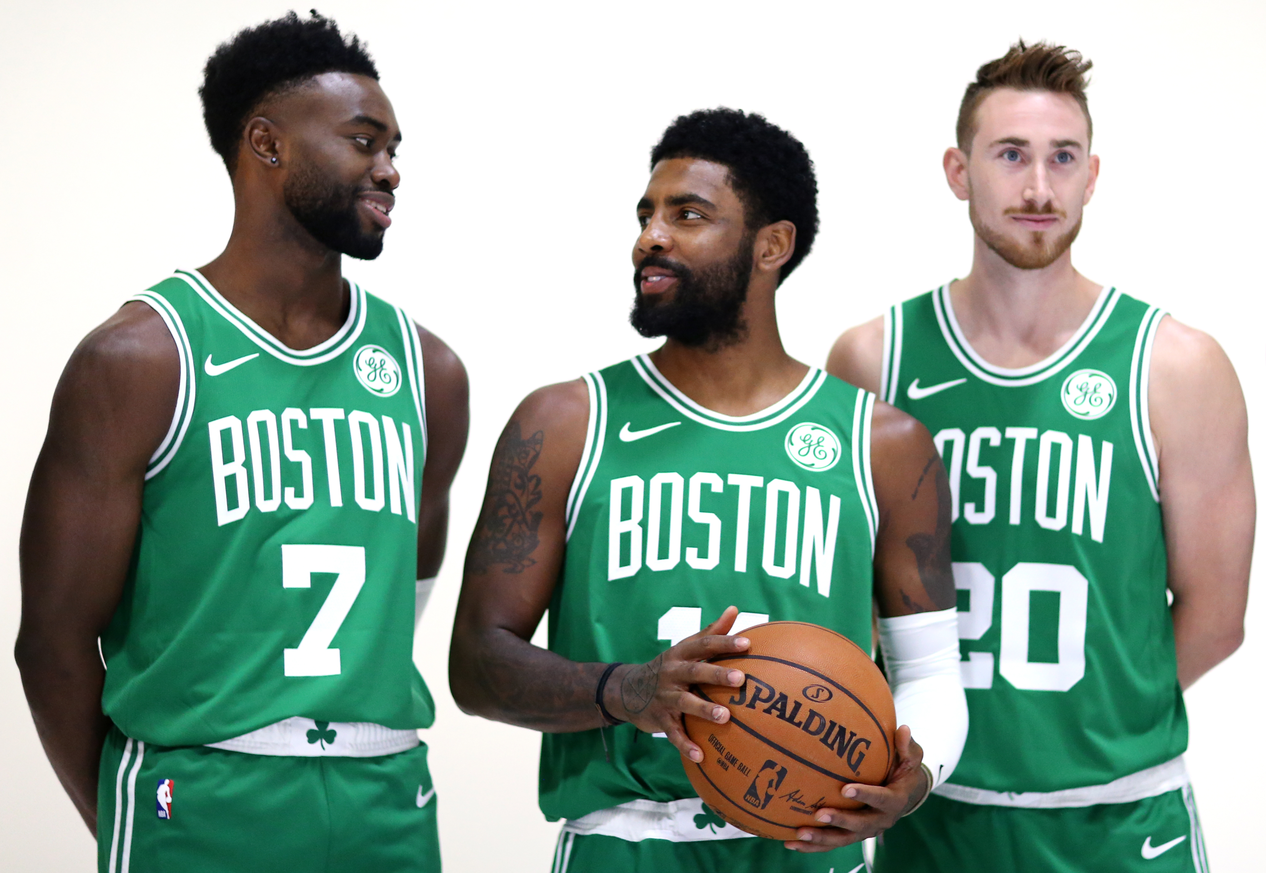 Jaylen Brown, Kyrie Irving, and Gordon Hayward.