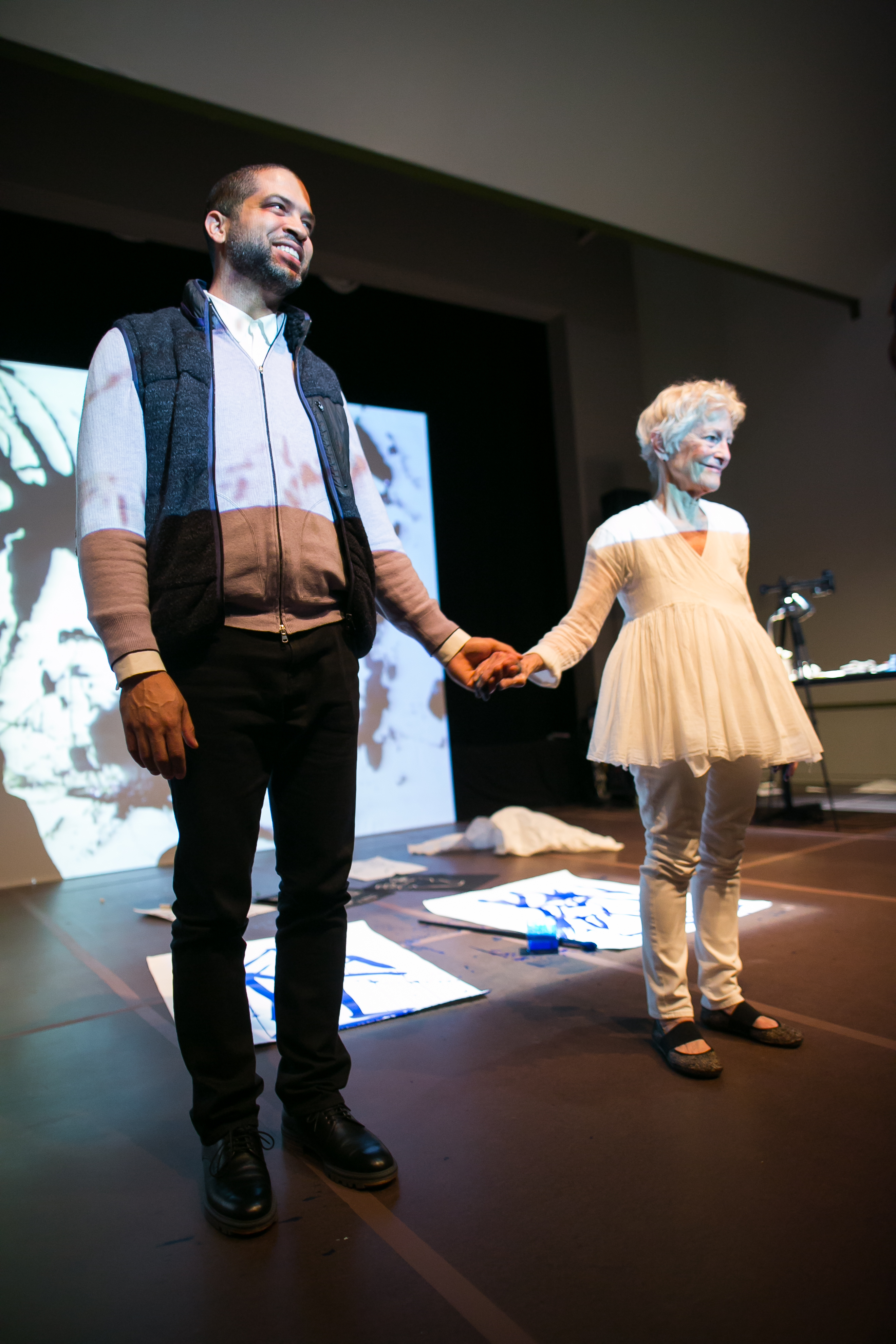 Jason Moran and Joan Jonas, after a performance of "Reanimation" at the MFA.