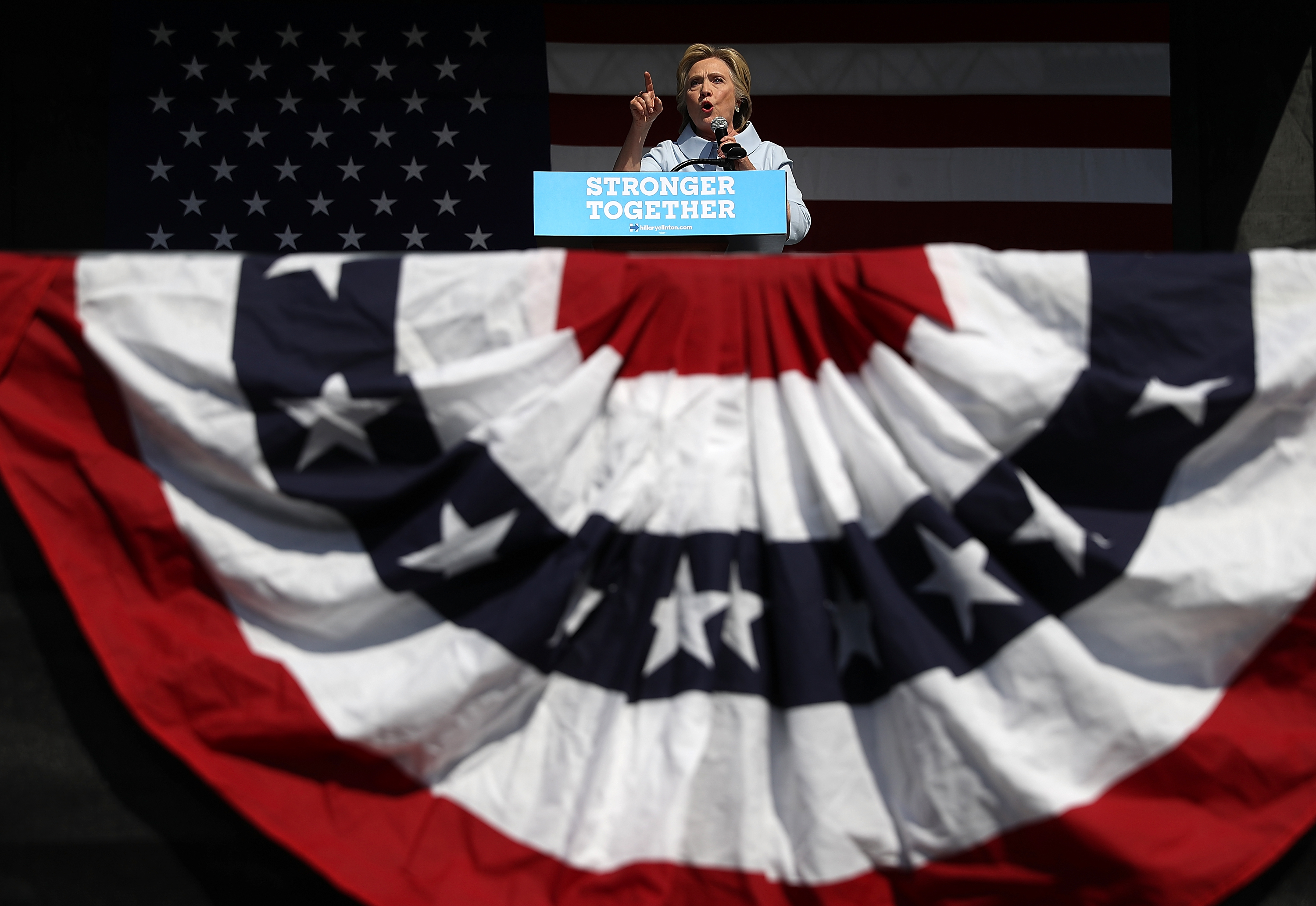 Hillary Clinton spoke Monday during a rally in Cleveland.