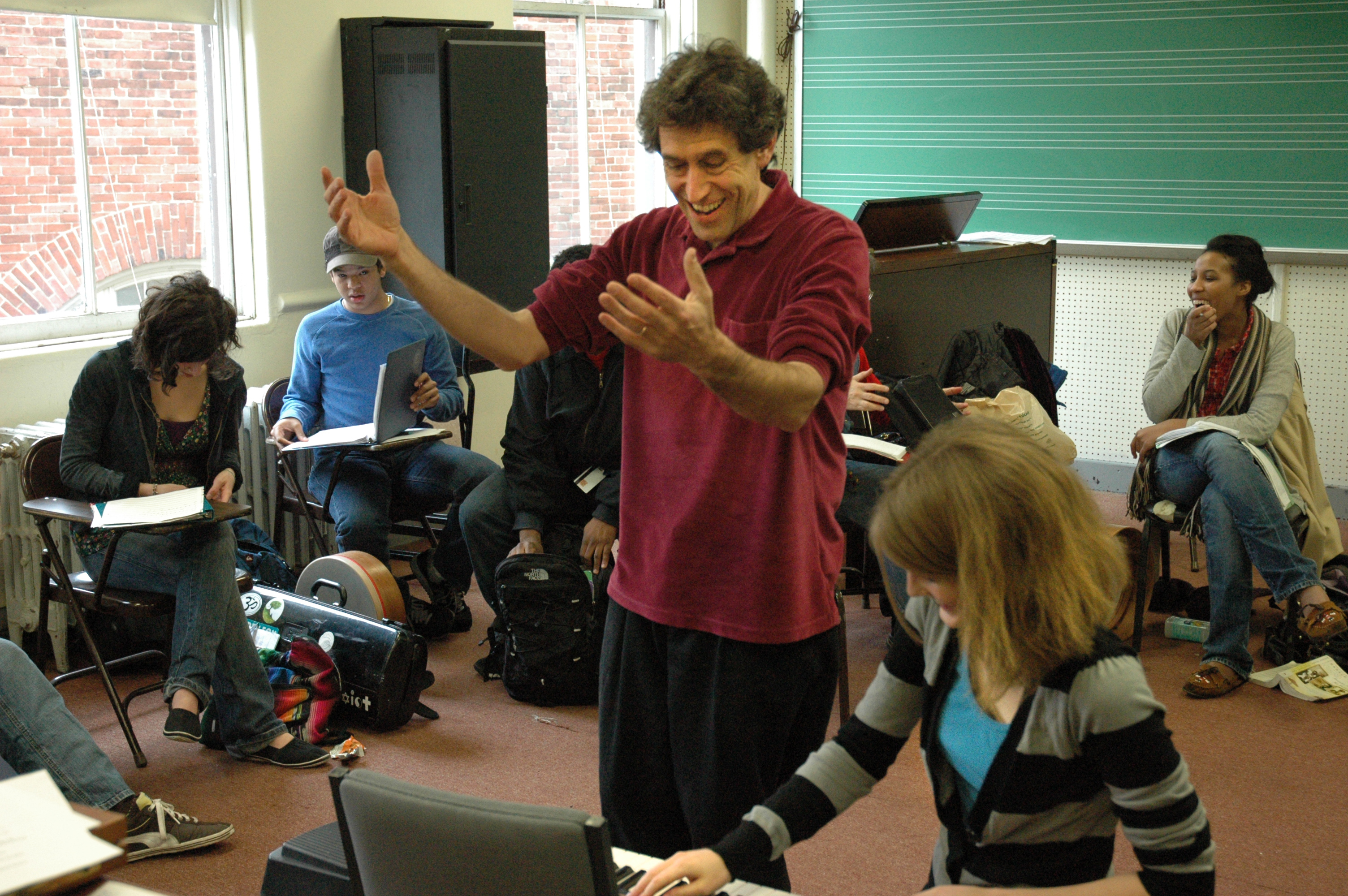 Hankus Netsky teaching a class in the Contemporary Improvisation department at the New England Conservatory.