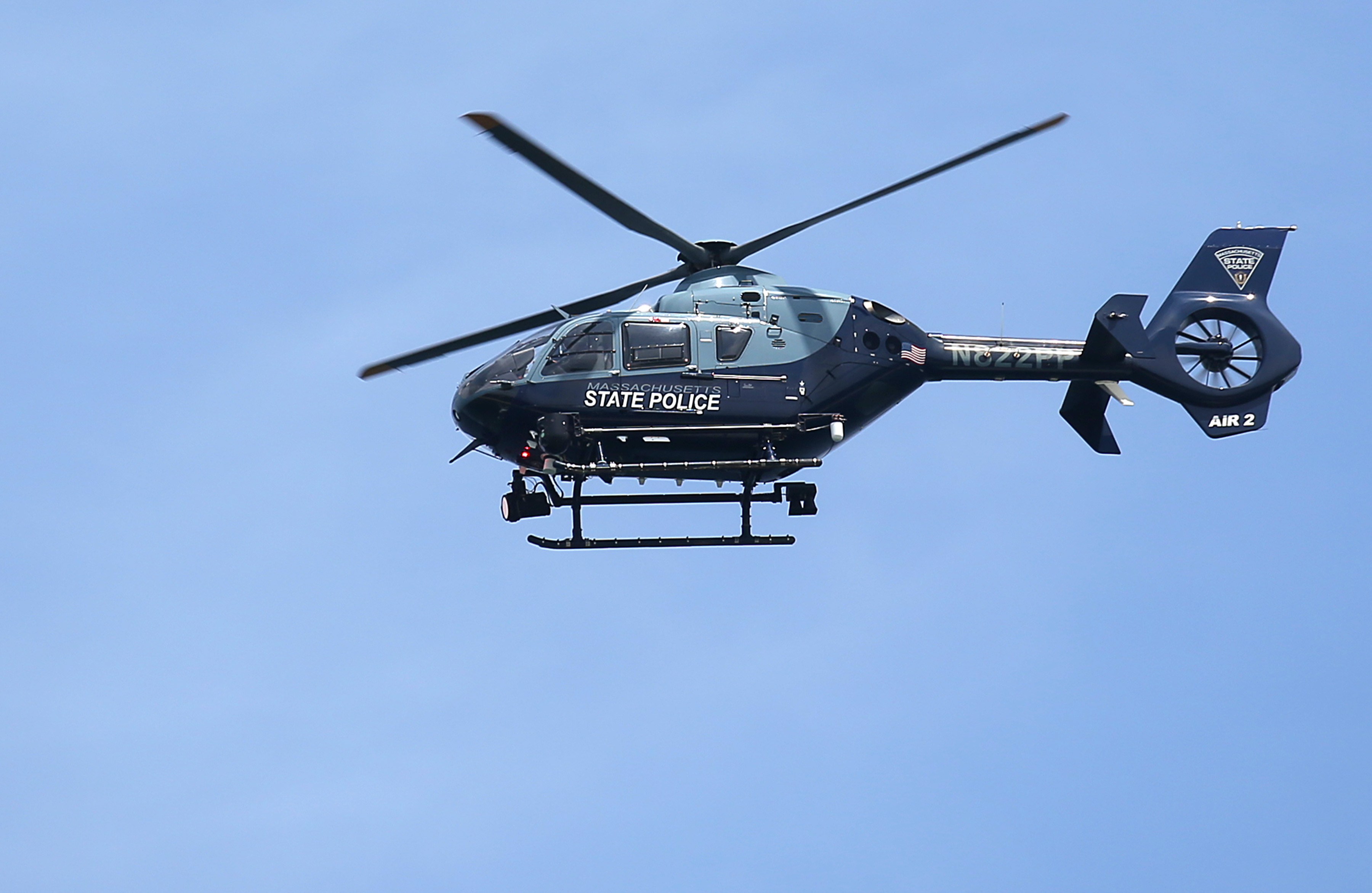 A State Police helicopter patrolled Head of the Meadow Beach in Truro.