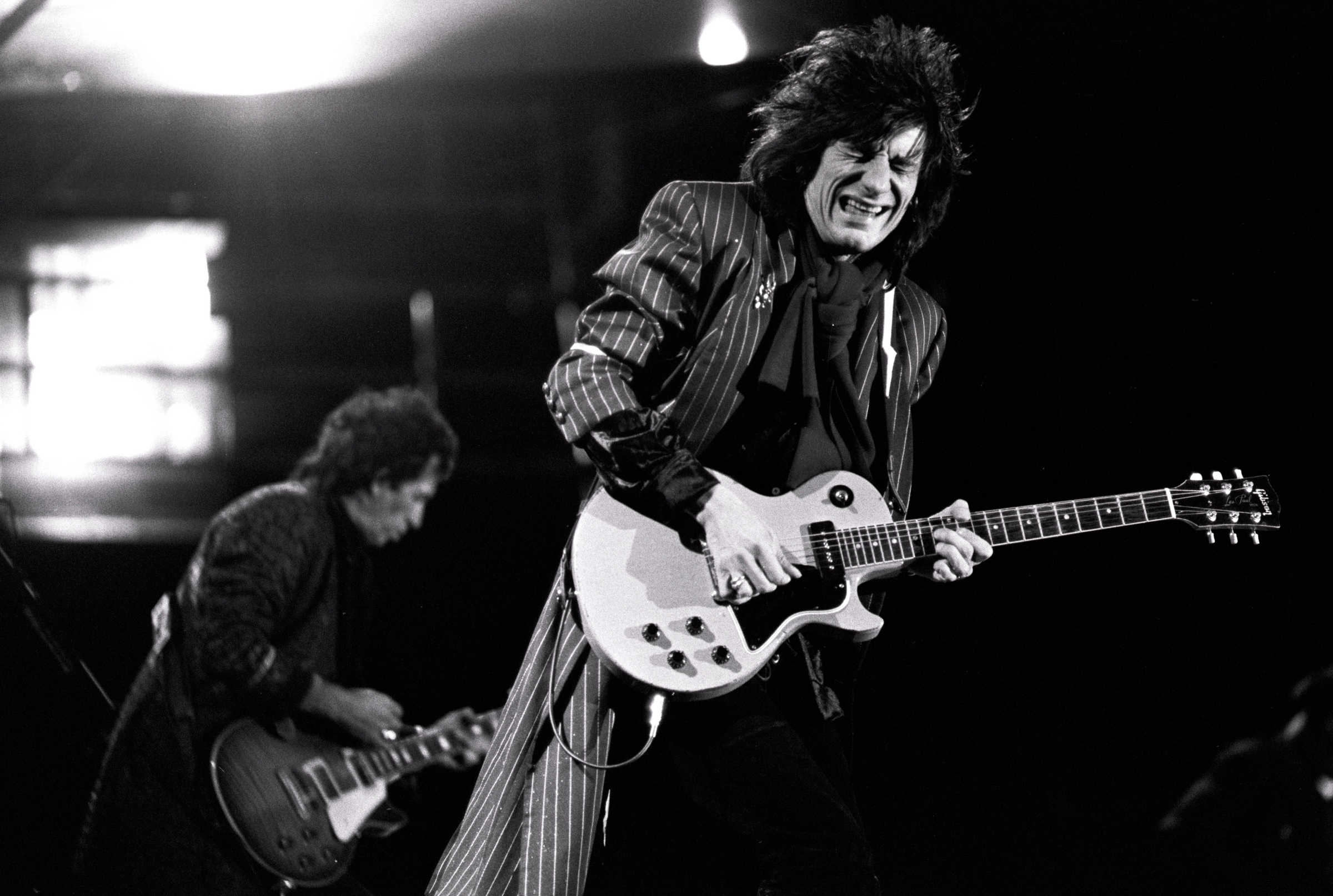 Ronnie Wood on stage at Foxboro Stadium for the “Voodoo Lounge” tour, Sept. 4, 1994.