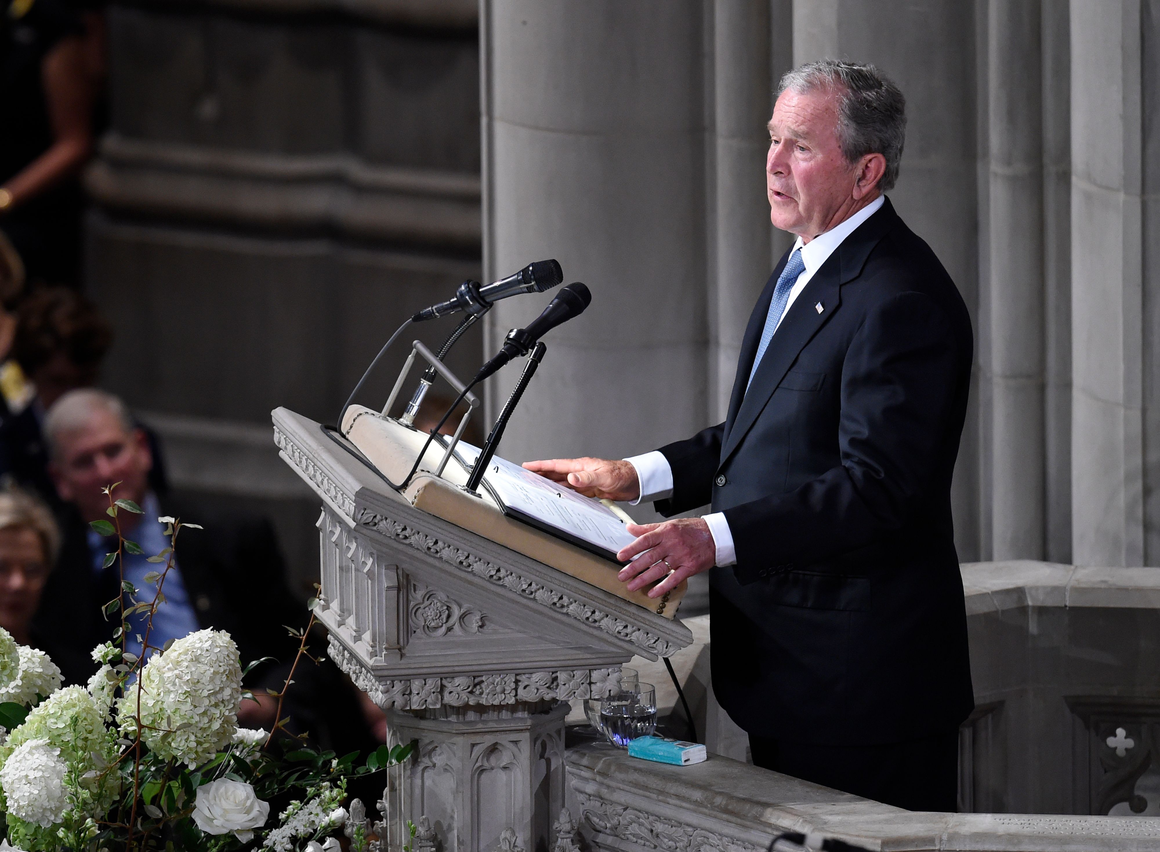 George W. Bush: “John detested the abuse of power. He could not abide bigots and swaggering despots. There was something deep inside him that made him stand up for the little guy.”