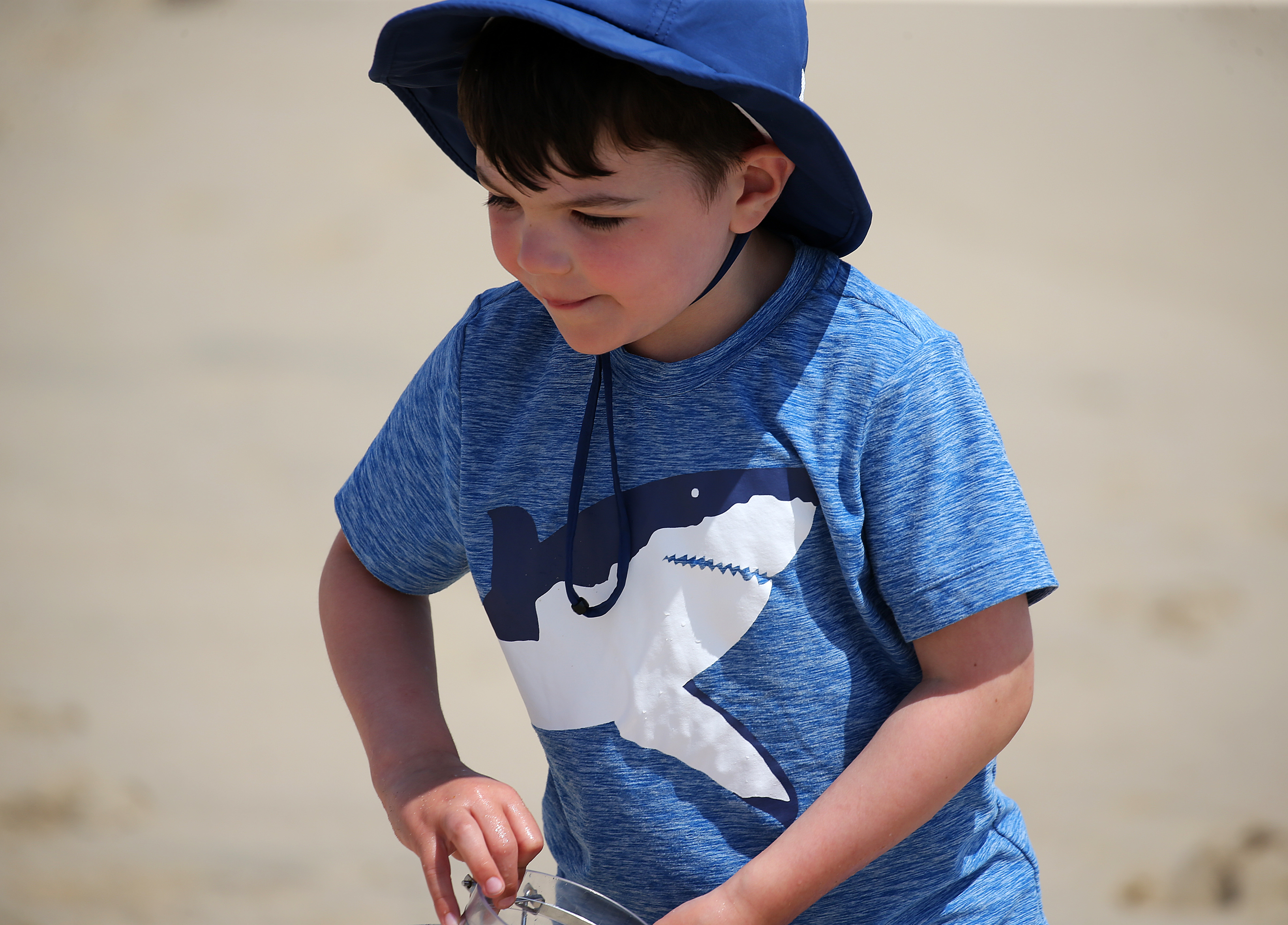 Max Smith, 5, was ready for anything while at Cahoon Hollow Beach.