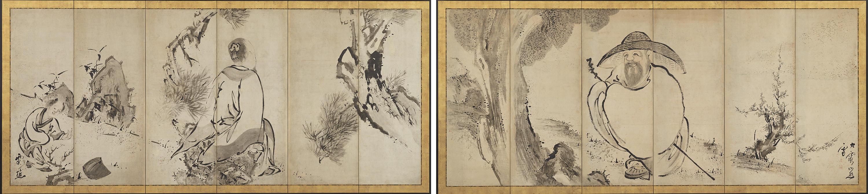 Ikeno Taiga's "Meng Jia Loses His Hat" (left) and "The Poet Su Shi."