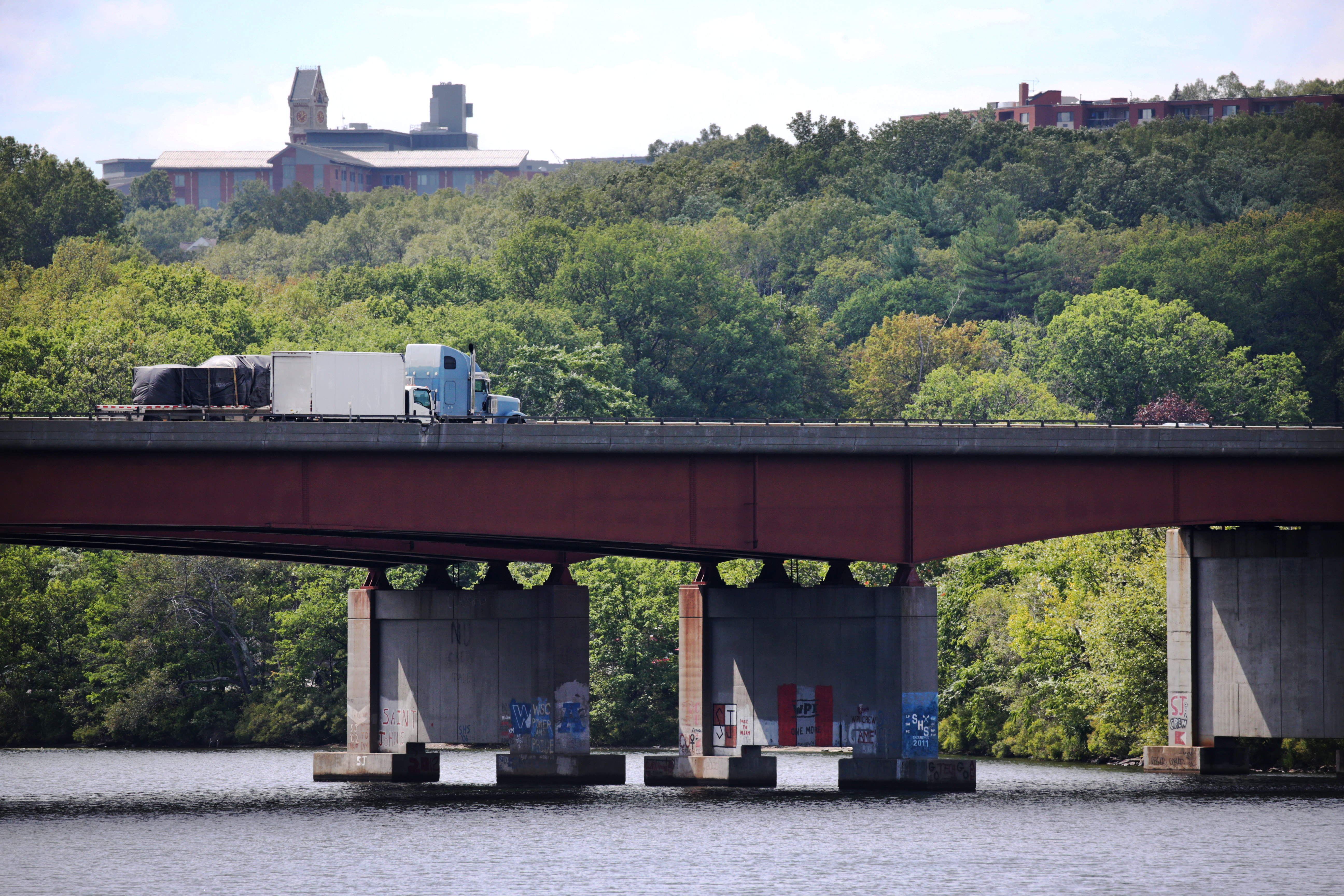 The Interstate 290 bridge over Lake Qyinsigamond in Worcester.