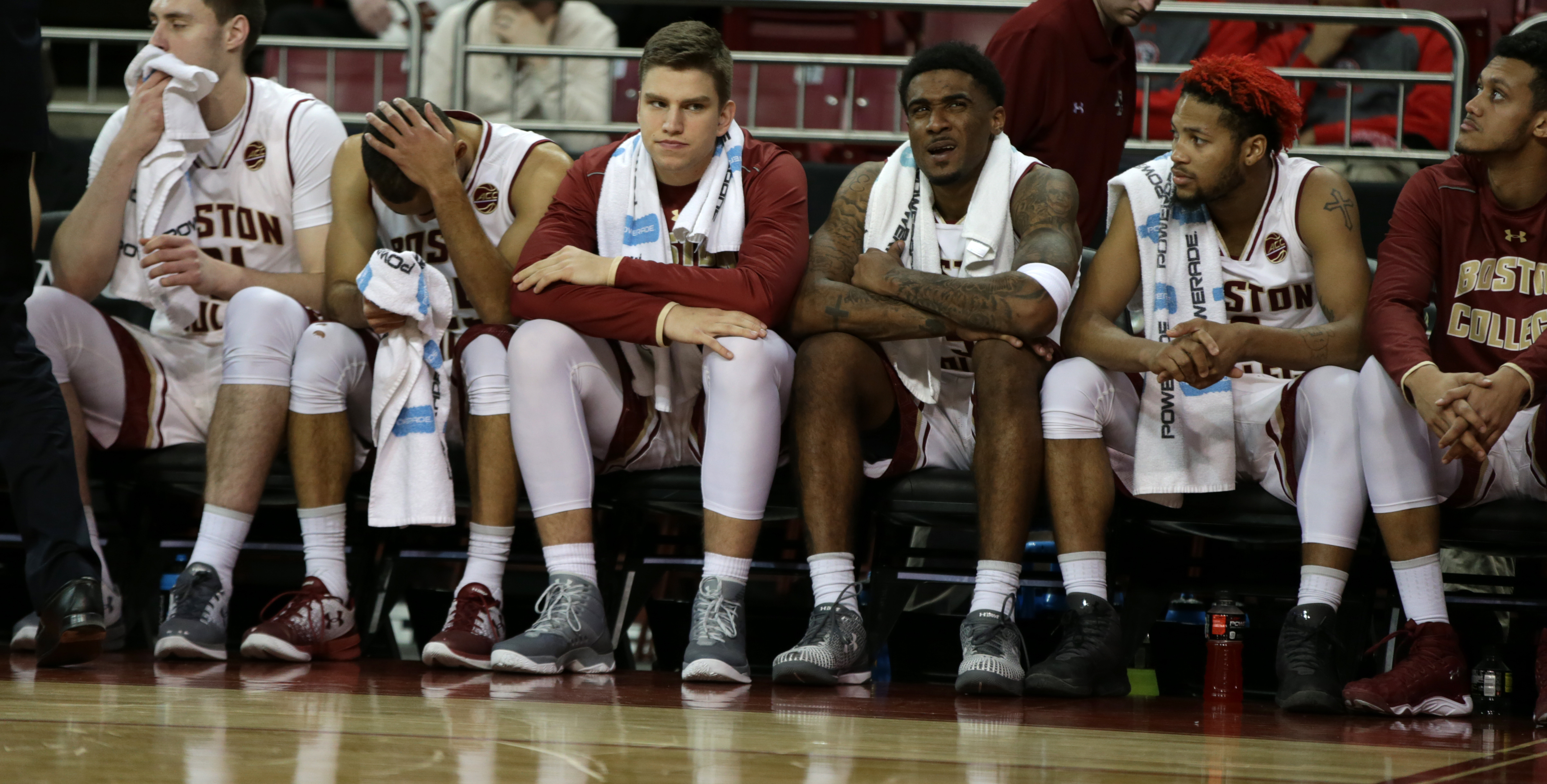 The dejected members on the BC bench witnessed a rough first half.