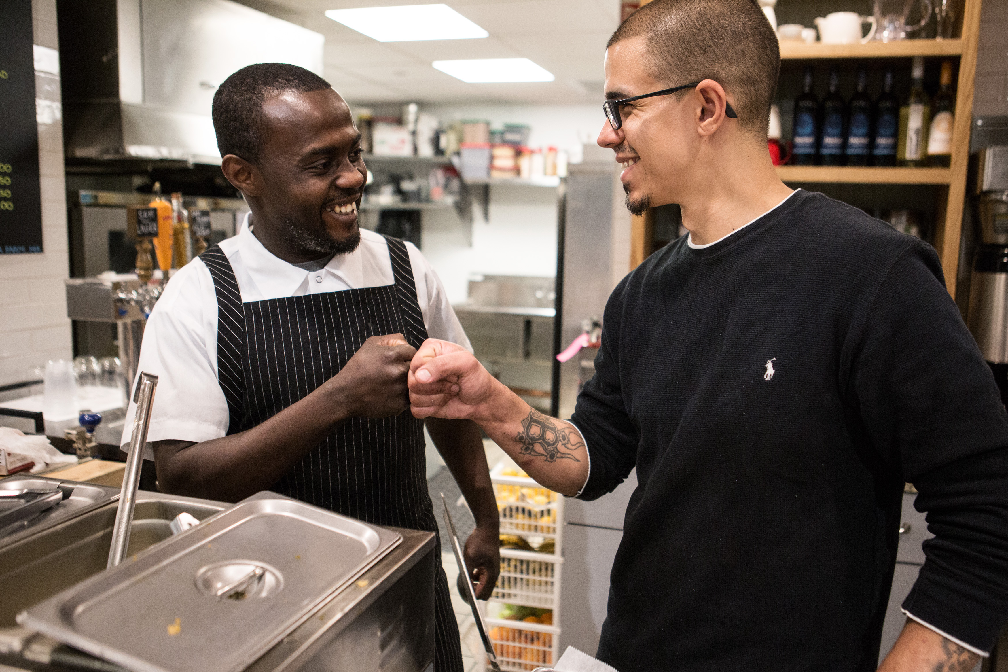 Kwasi Kwaa (left) and Tim Ellis at the Chop Bar pop-up.