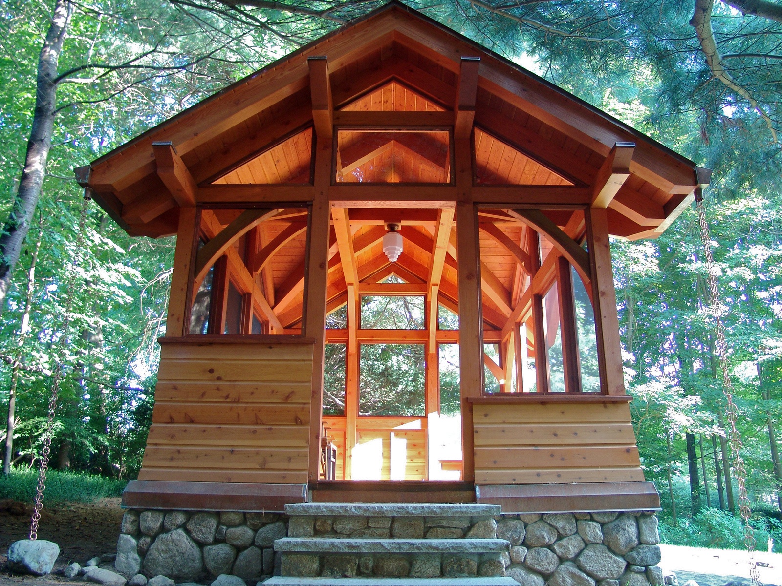 Architect Edrick VanBeuzekom designed this pavilion with an eye toward natural materials.