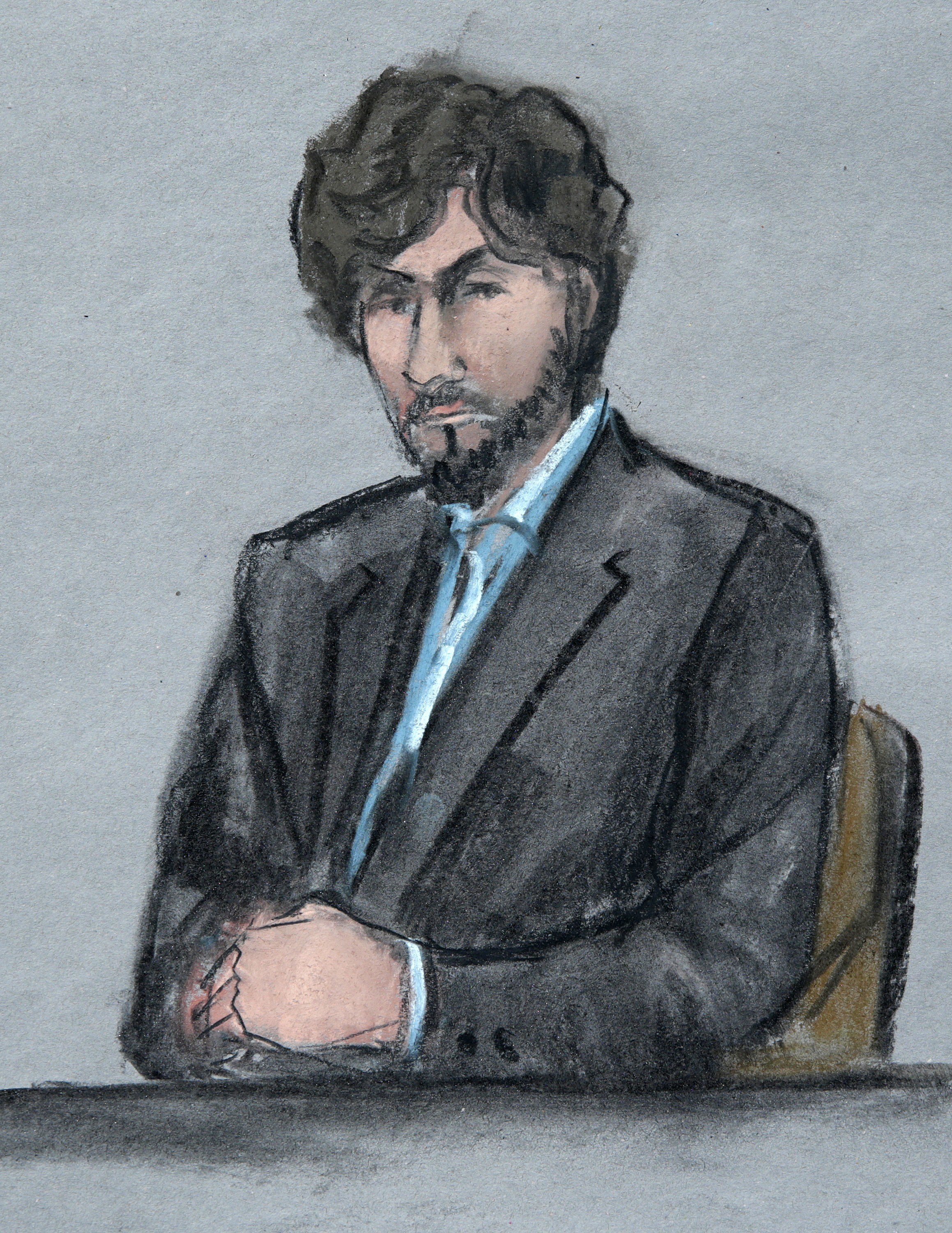 Boston Marathon bomber Dzhokhar Tsarnaev in a court sketch from 2015.