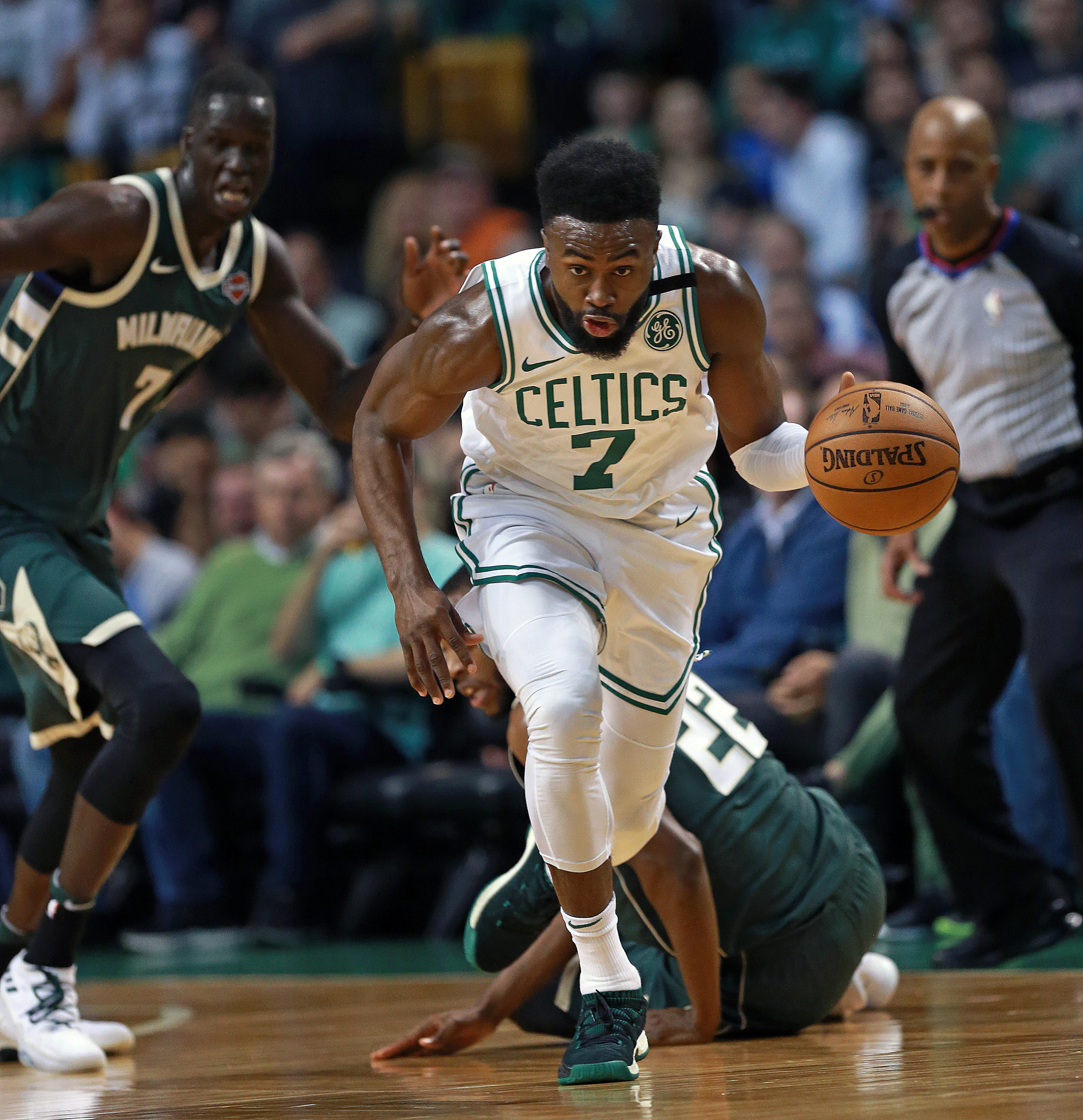 Jaylen Brown averaged 17.9 points and 4.7 rebounds per game during the series against Milwaukee.