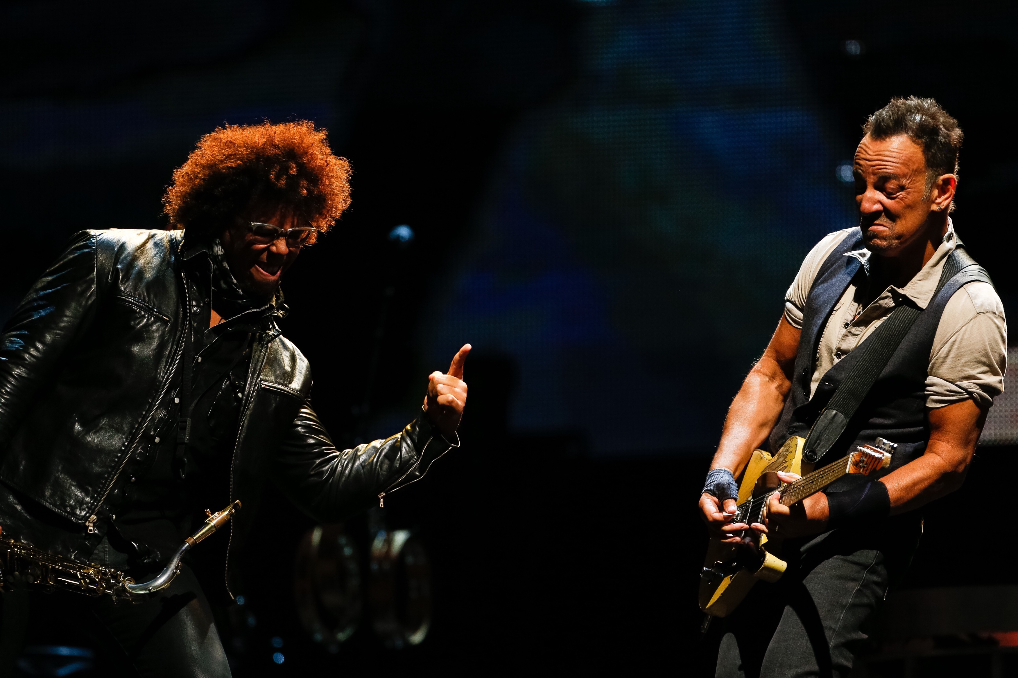 Bruce Springsteen performed with saxaphonist Jake Clemons.