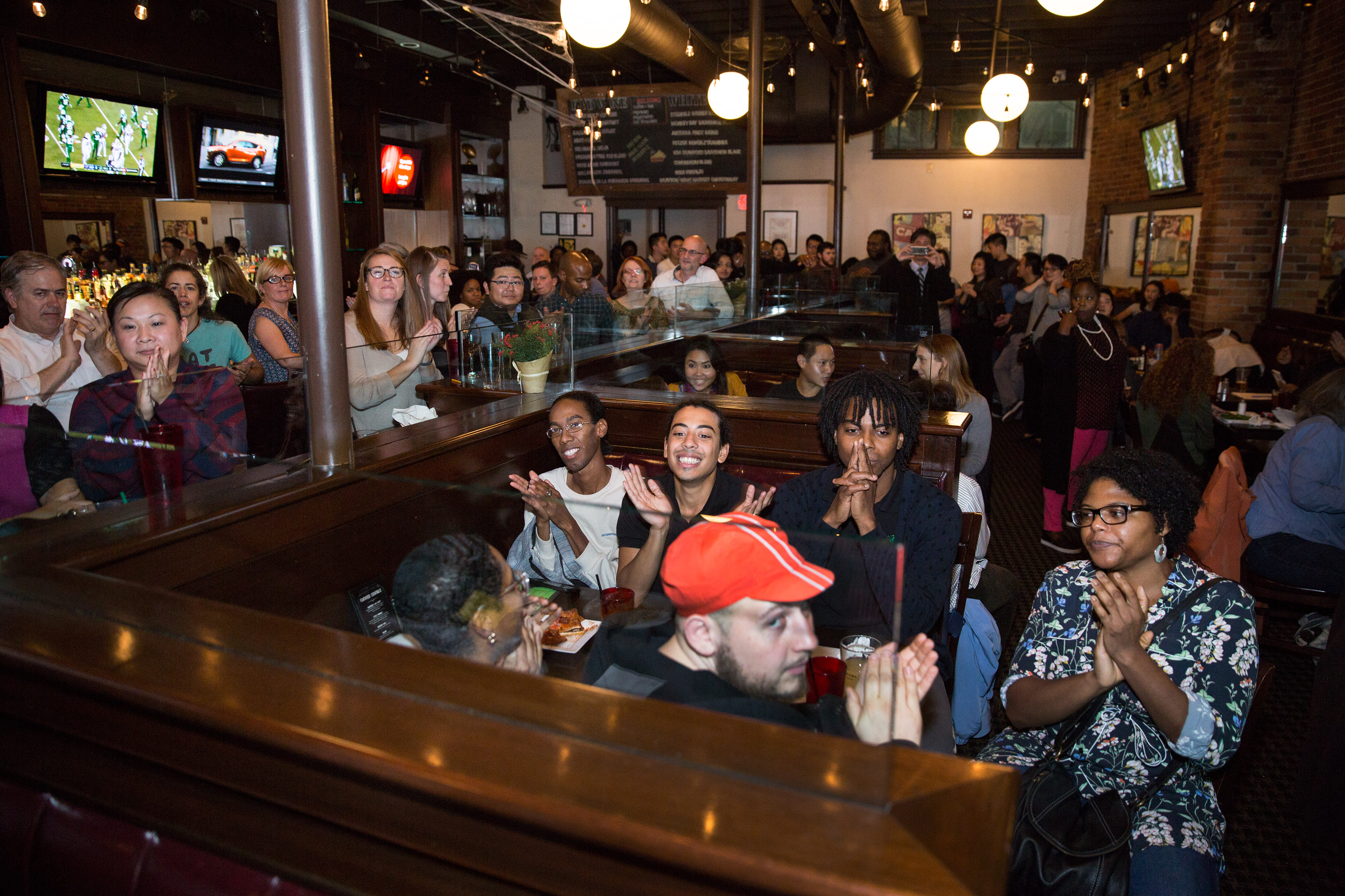 The Fields Corner retail space competition, held at the Blarney Stone in Dorchester, drew a large crowd.