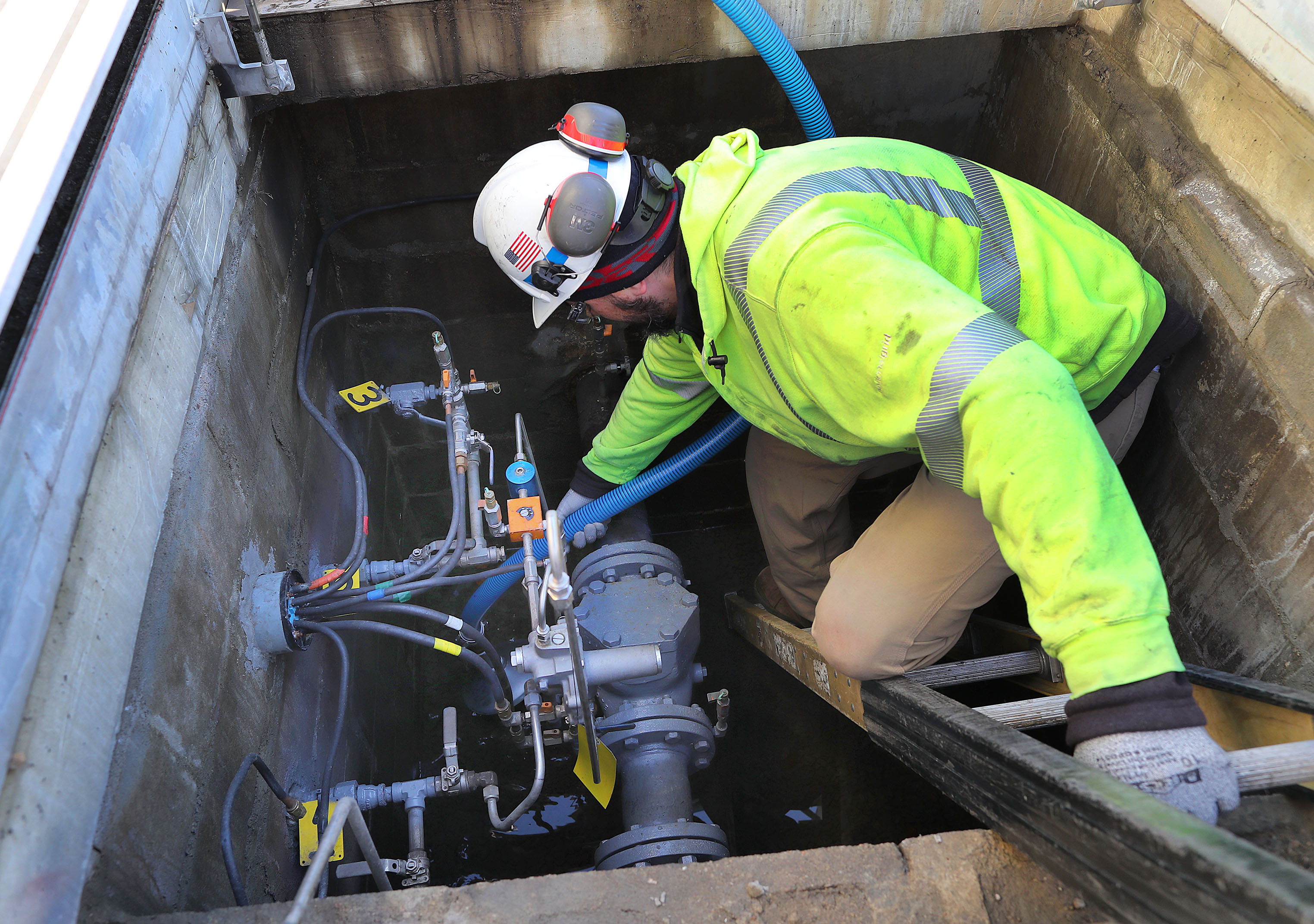 National Grid worker Jesus Garcia investigated valves at a gas substation.