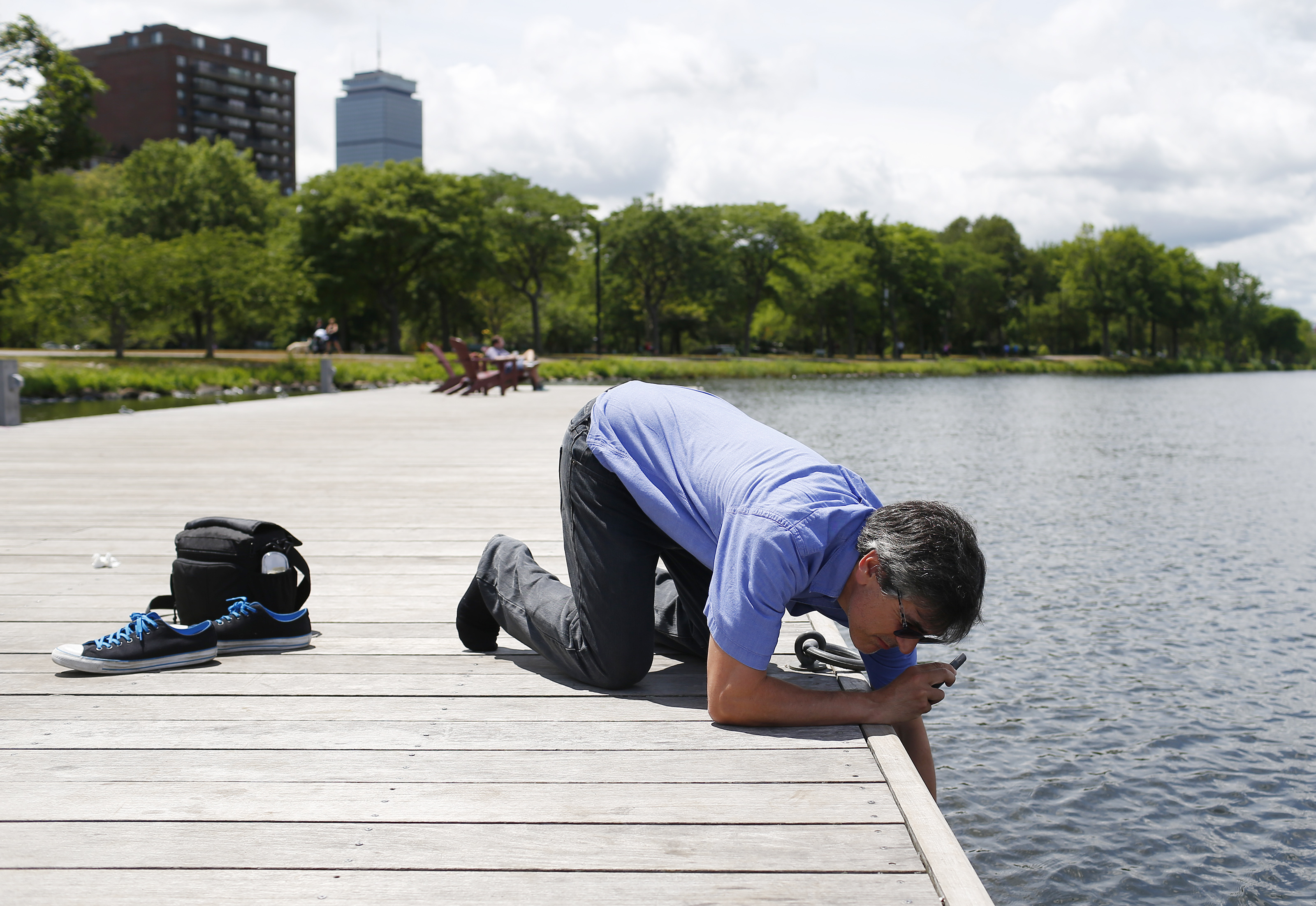 David Filipov, shown preparing for his leap, found the conditions delightful. Only afterward did he receive contrary words about the undertaking.