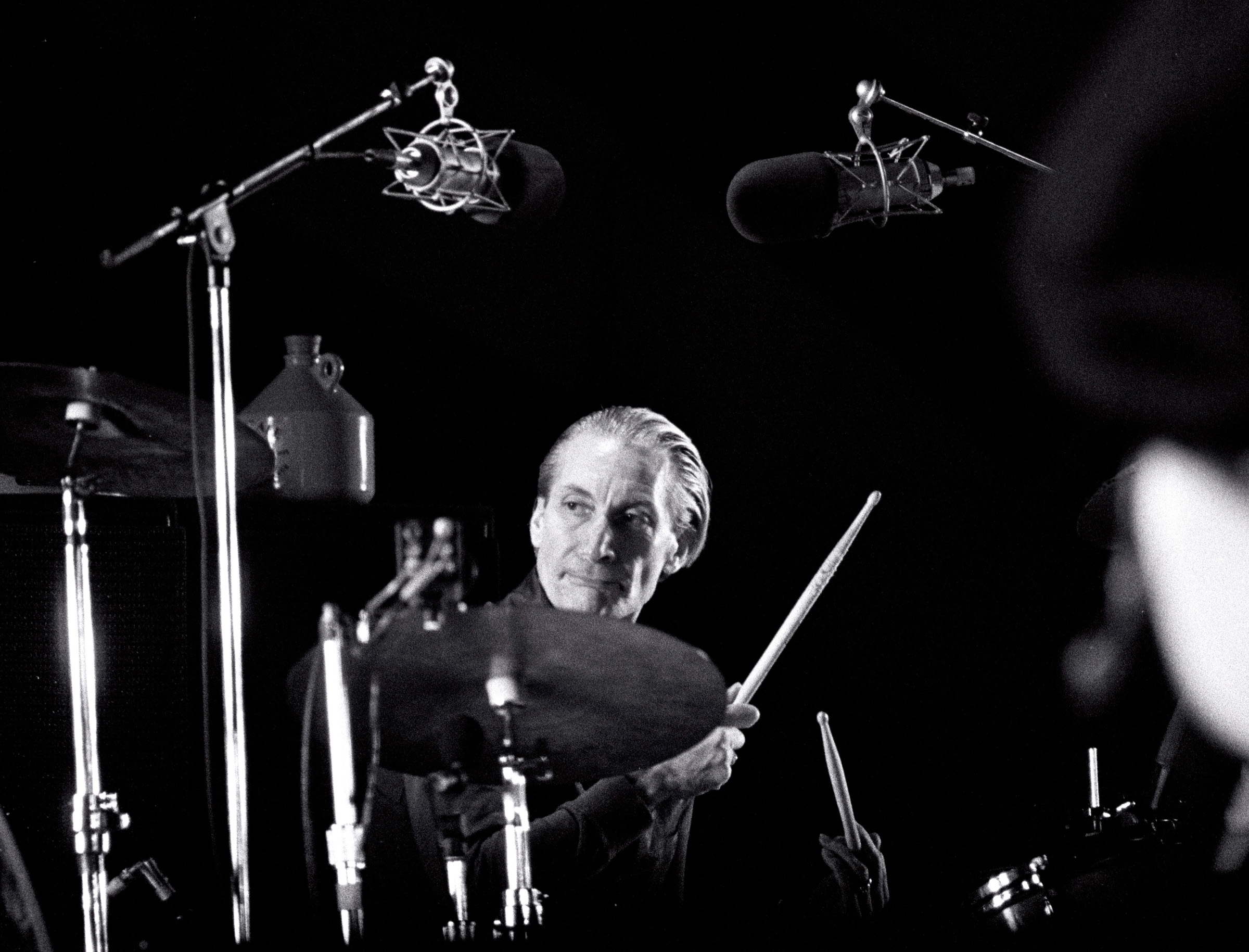 Charlie Watts at Sullivan Stadium on the "Steel Wheels" tour, Sept. 29, 1989.