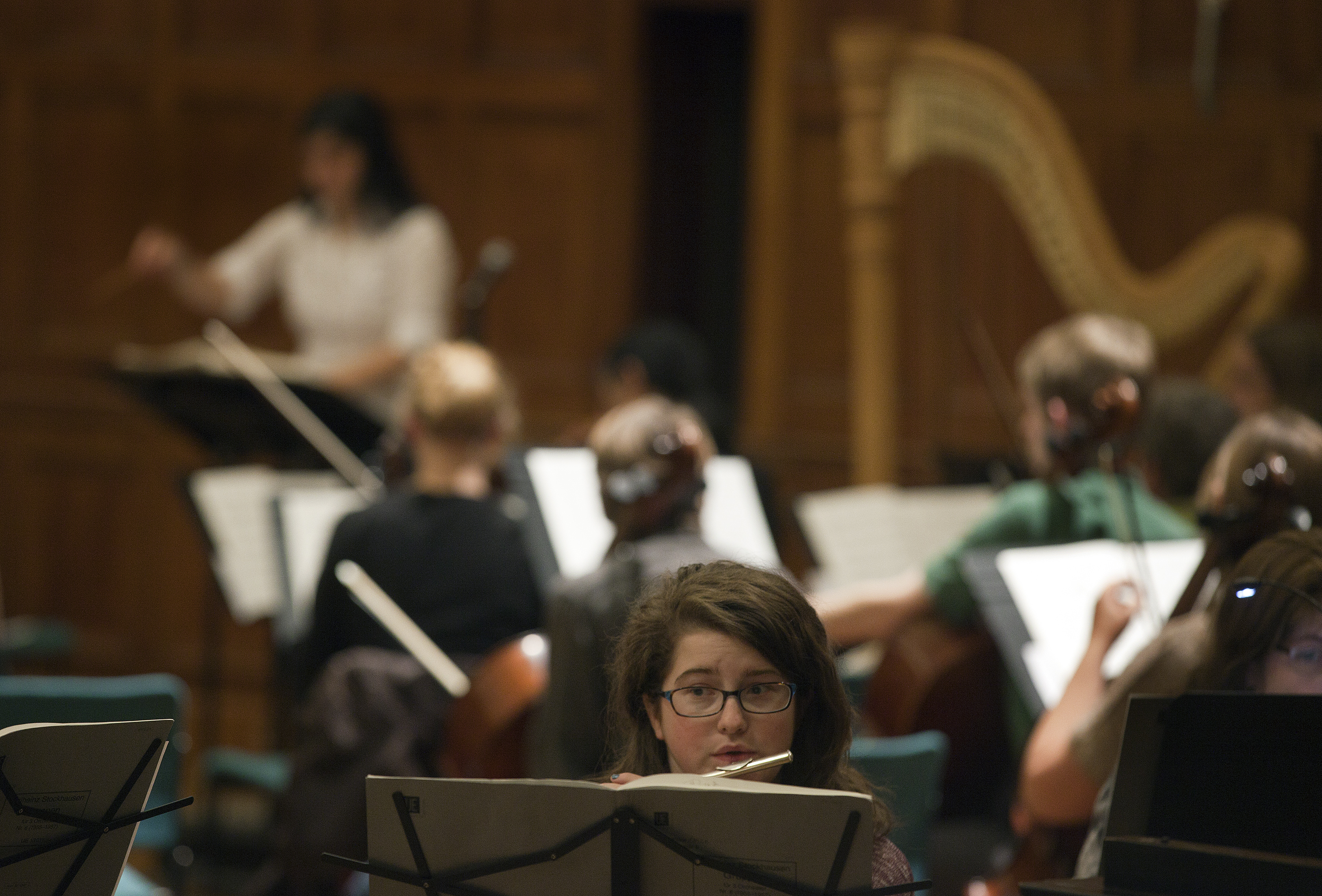 Abigail Brakenwagen, a sophomore at Worcester Polytechnic Institute, plays flute and piccolo in orchestra 2.