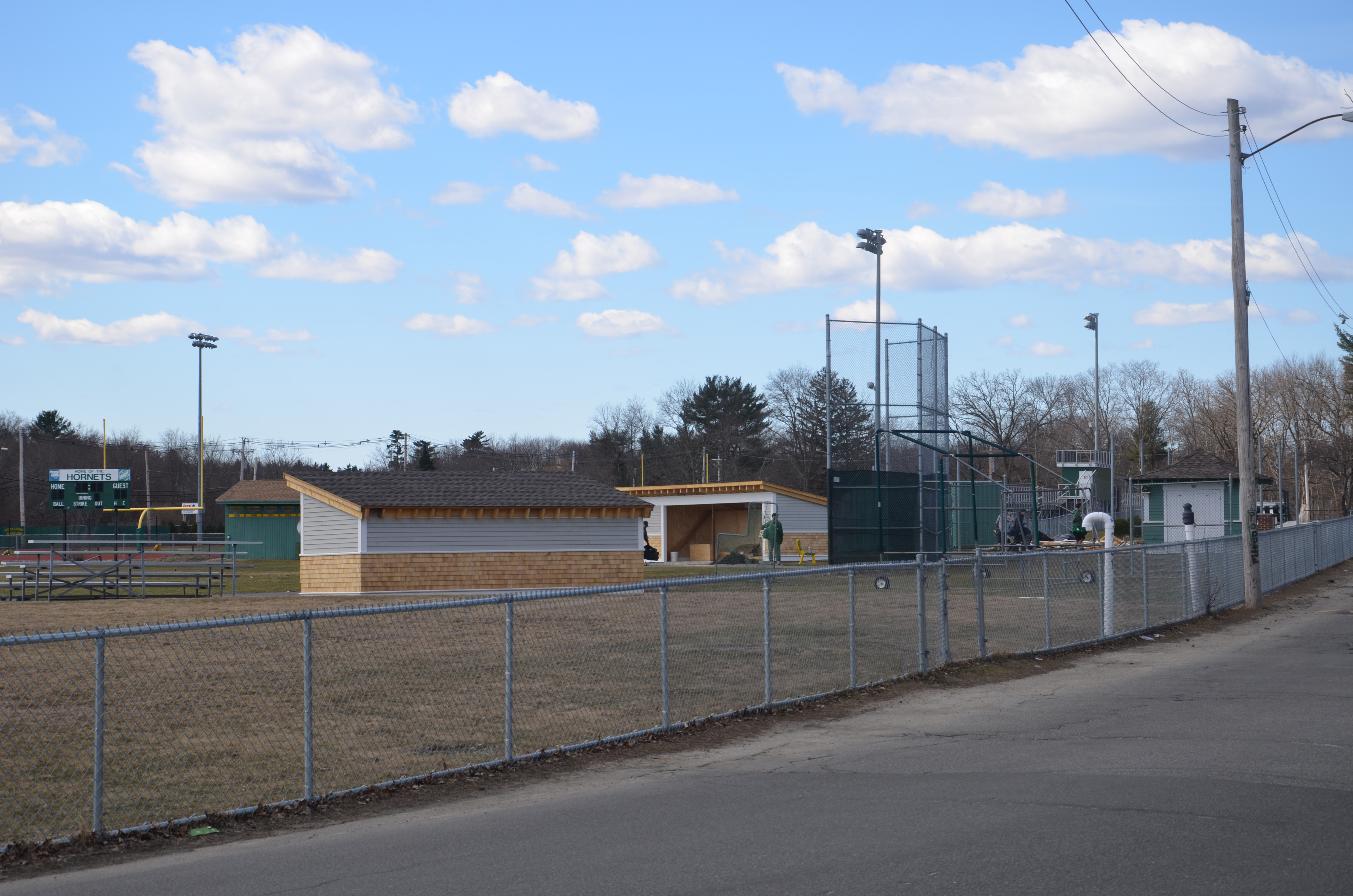 New dugouts recently installed at the North Reading baseball field. The softball field has no dugouts.