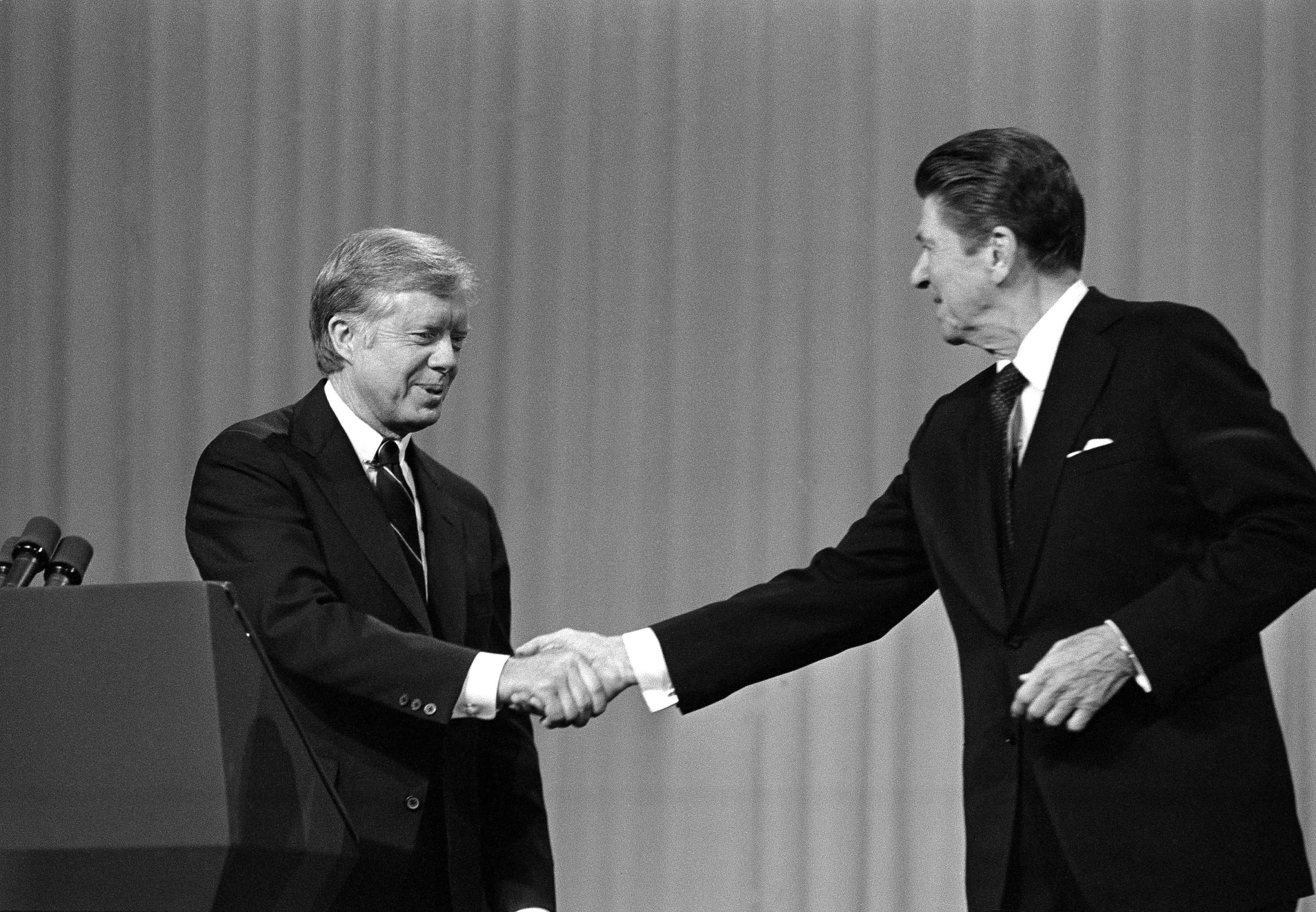 President Jimmy Carter and Ronald Reagan debated on Oct. 28, 1980, in Cleveland.