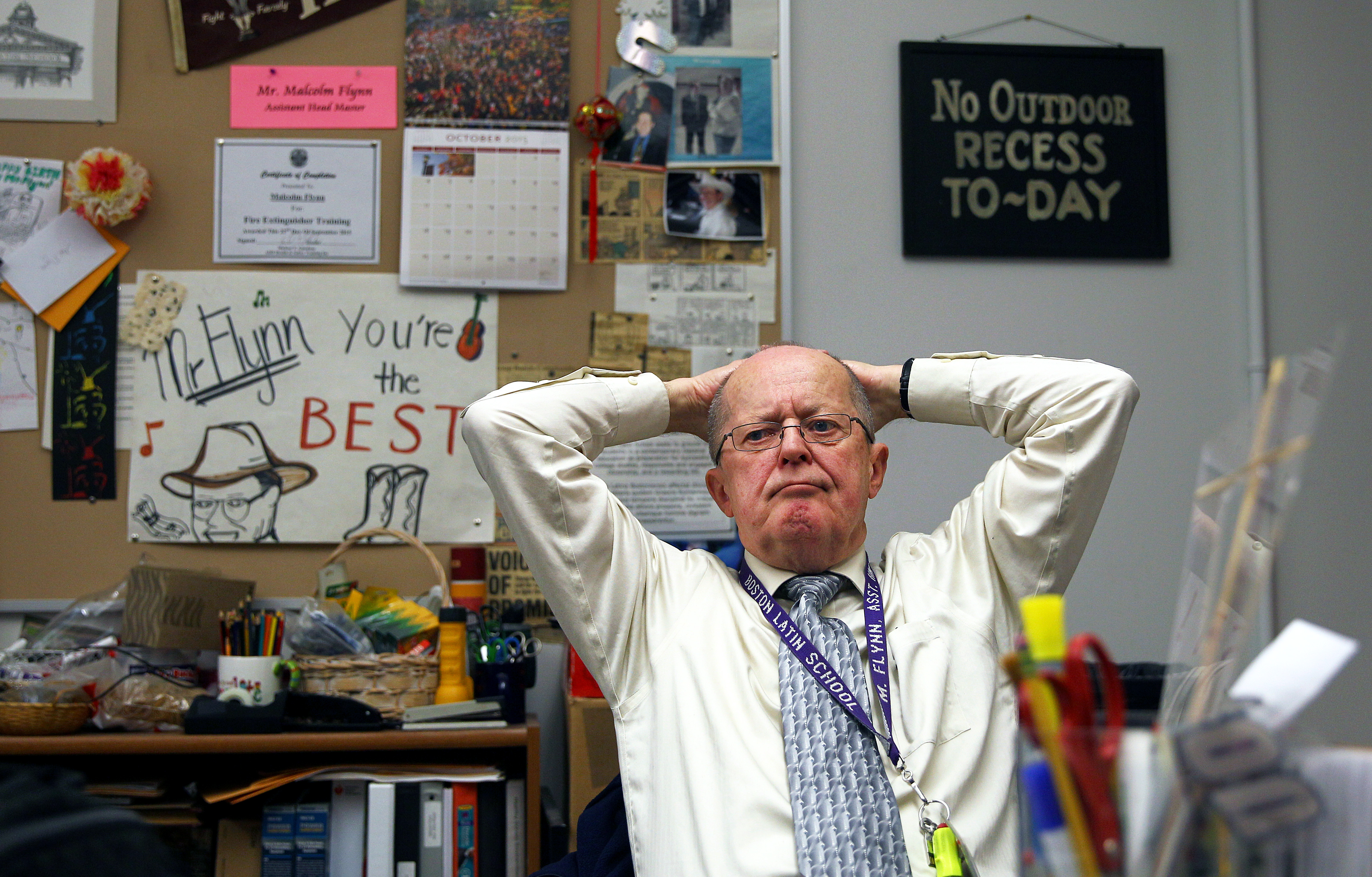 Malcolm Flynn is an assistant headmaster at the school.