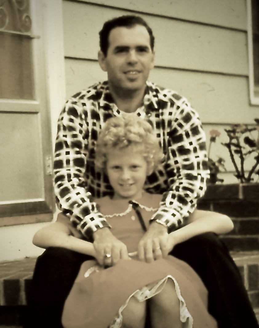 Beverly Beckham with her father, Lawrence J. Curtin, at home in 1957.