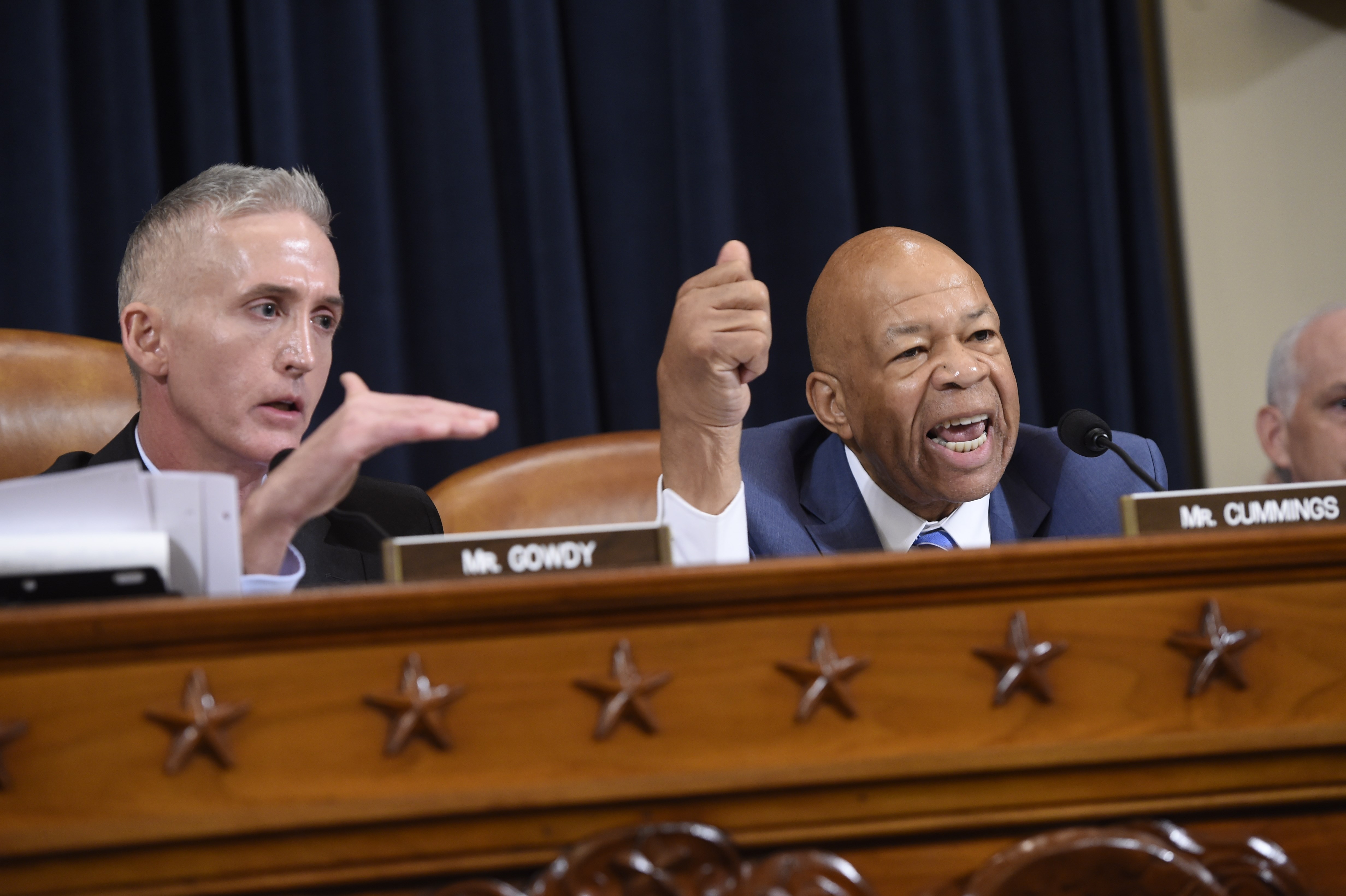 Trey Gowdy of South Carolina (left) and Elijah Cummings of Maryland squabbled during the hearing.