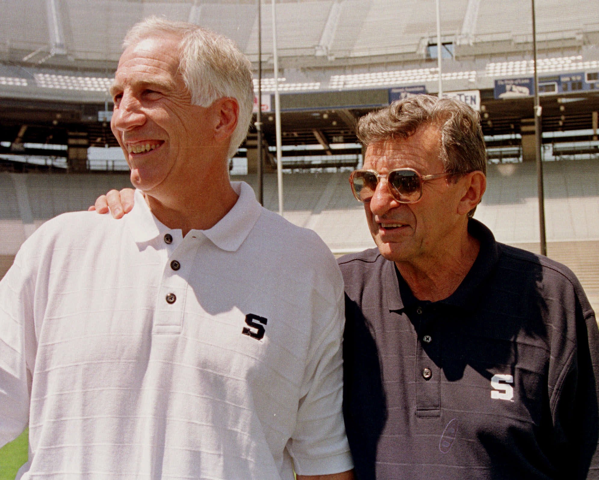 Penn State coach Joe Paterno, right, with then-defensive coordinator Jerry Sandusky in 1999.