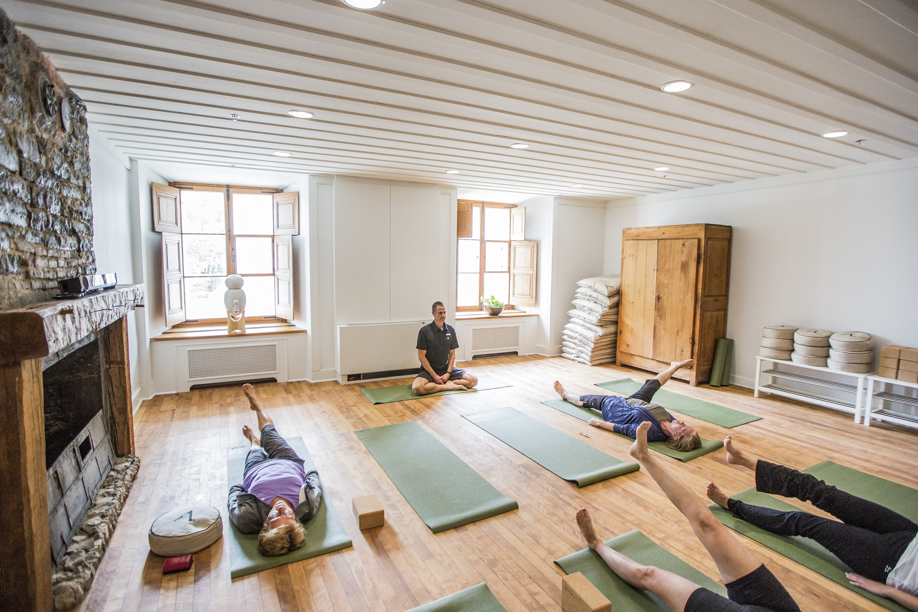 Yoga, meditation, and other classes are offered.