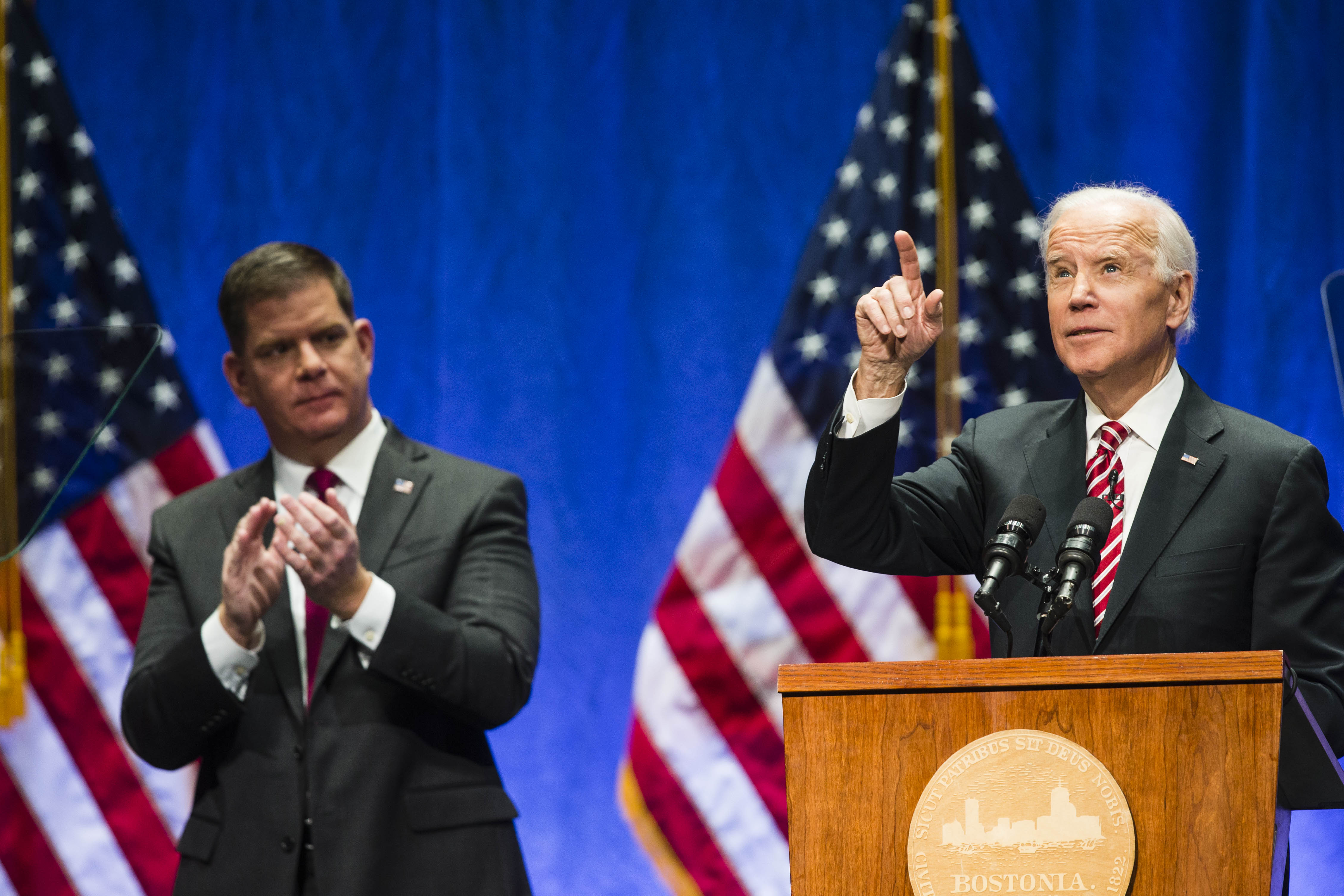 Biden spoke during the ceremony.