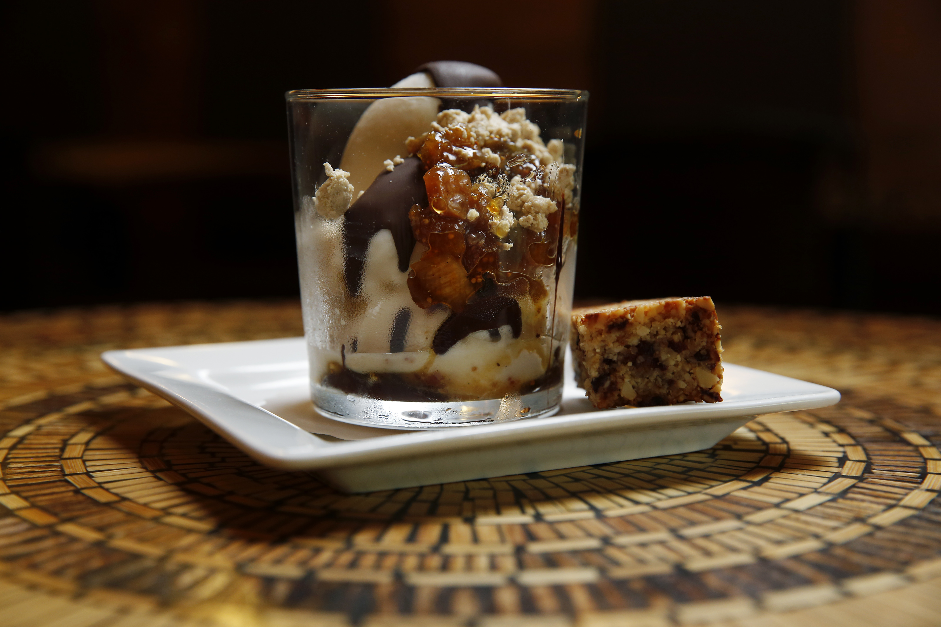 Cremolata sundae, a dessert created by pastry chef Molly Rabideau of Oleana for patrons with food allergies.