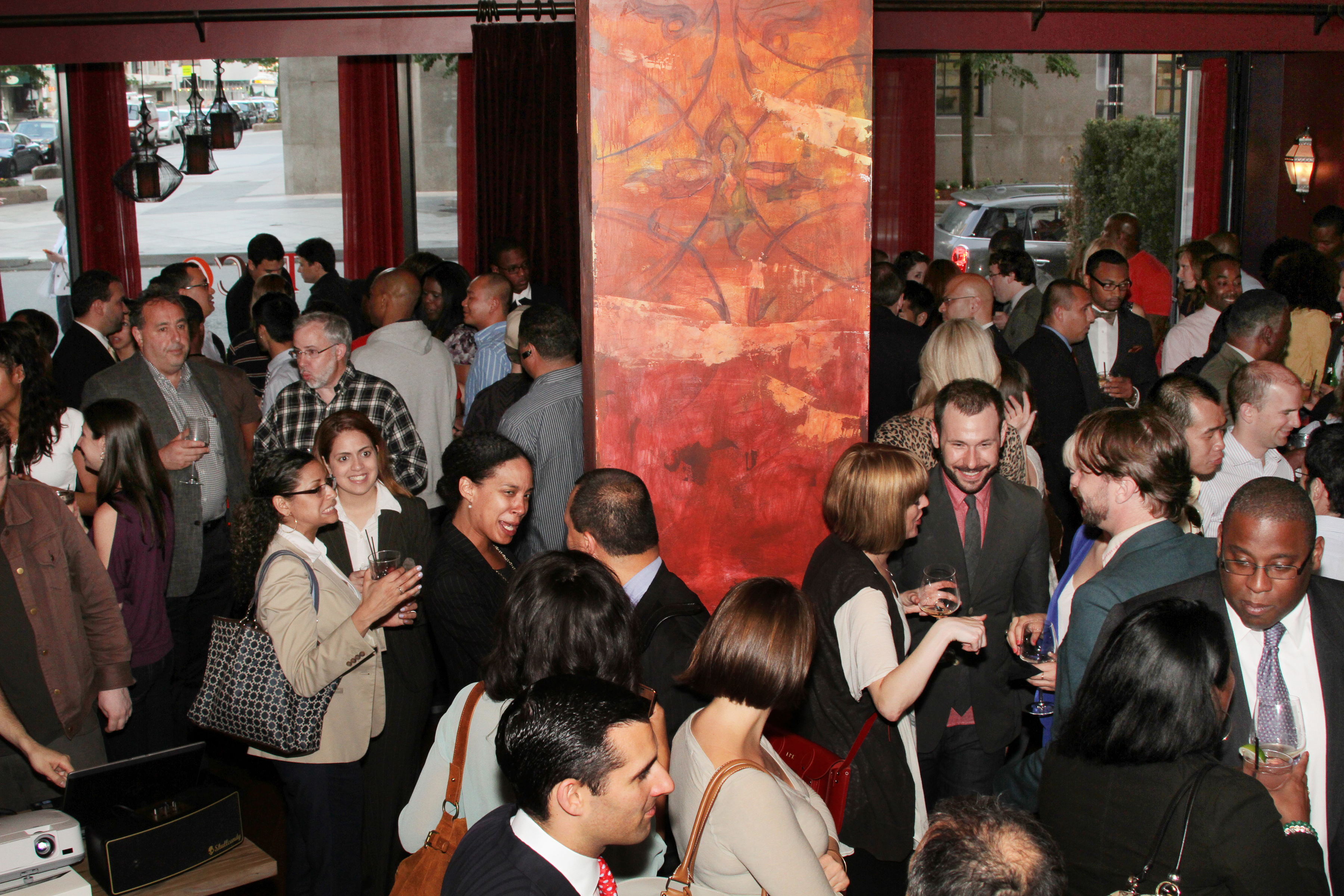 The crowd enjoys the Future Boston Alliance launch party last month.