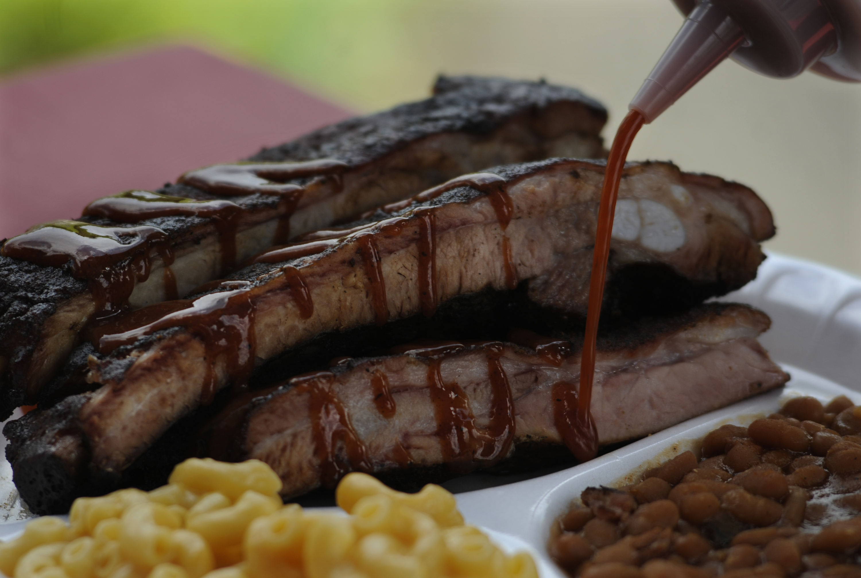 A sampling of ribs with Smoky Bro's sauce.