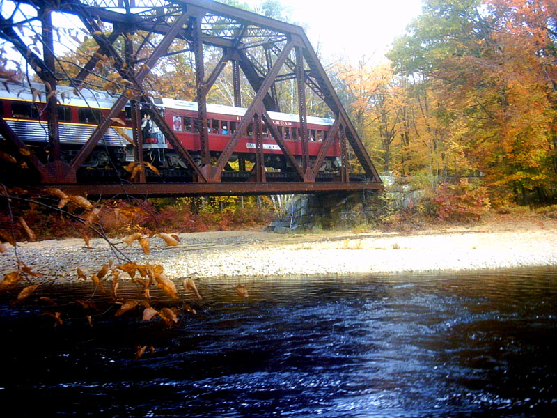 Winnipesaukee Scenic RailroadMeredith and Weirs Beach, New HampshireOf Note Two 1924 Erie Lackawanna coaches, two 1950s Budd coaches, and a 1954 PullmanDuration 1 hour (from Weirs Beach), 2 hours (from Meredith), or 4 hours (Fall Foliage Special) Length 9 miles (Weirs Beach), 18 miles (Meredith), or 40 miles (Fall Foliage Special)
