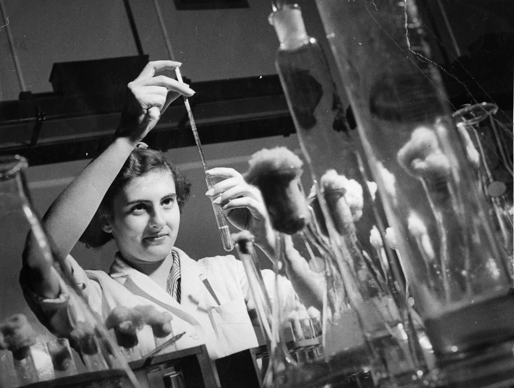The Journal helped introduce World War II medical officers to penicillin, shown here being produced in England in 1946.