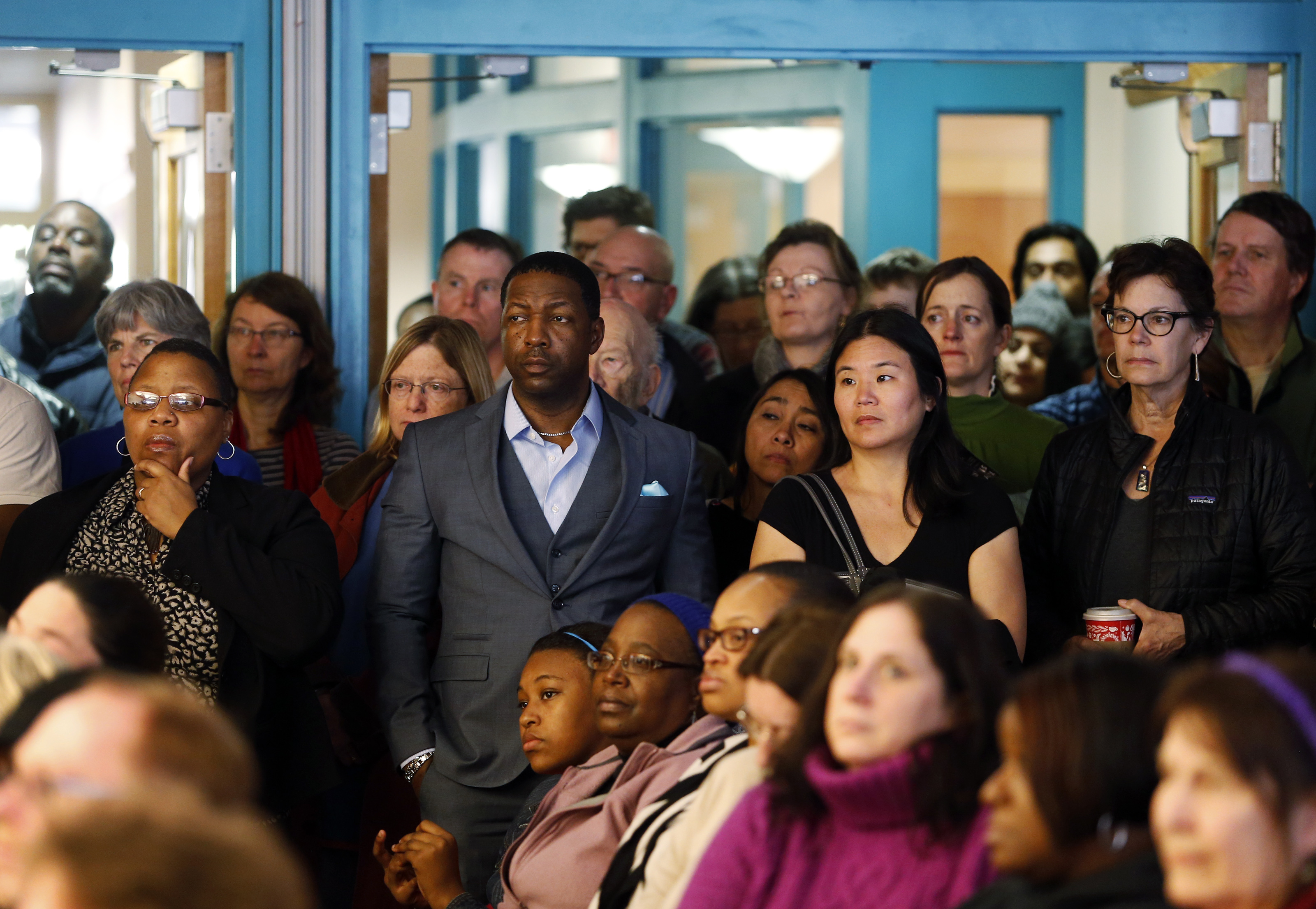 Worried citizens and parents met with school officials on Sunday to discuss the threats.