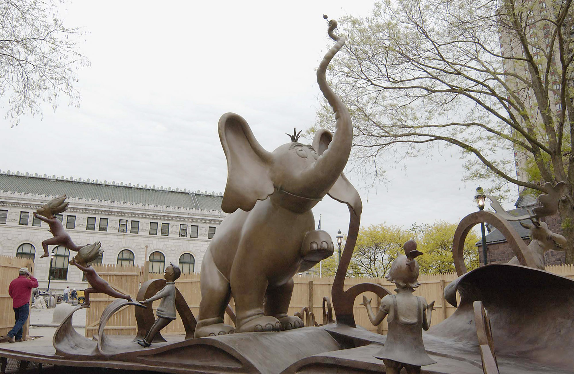 The sculpture of the Dr. Seuss character, Horton the elephant, part of the Dr. Seuss National Memorial outside the Springfield, Mass., Library and Museum.