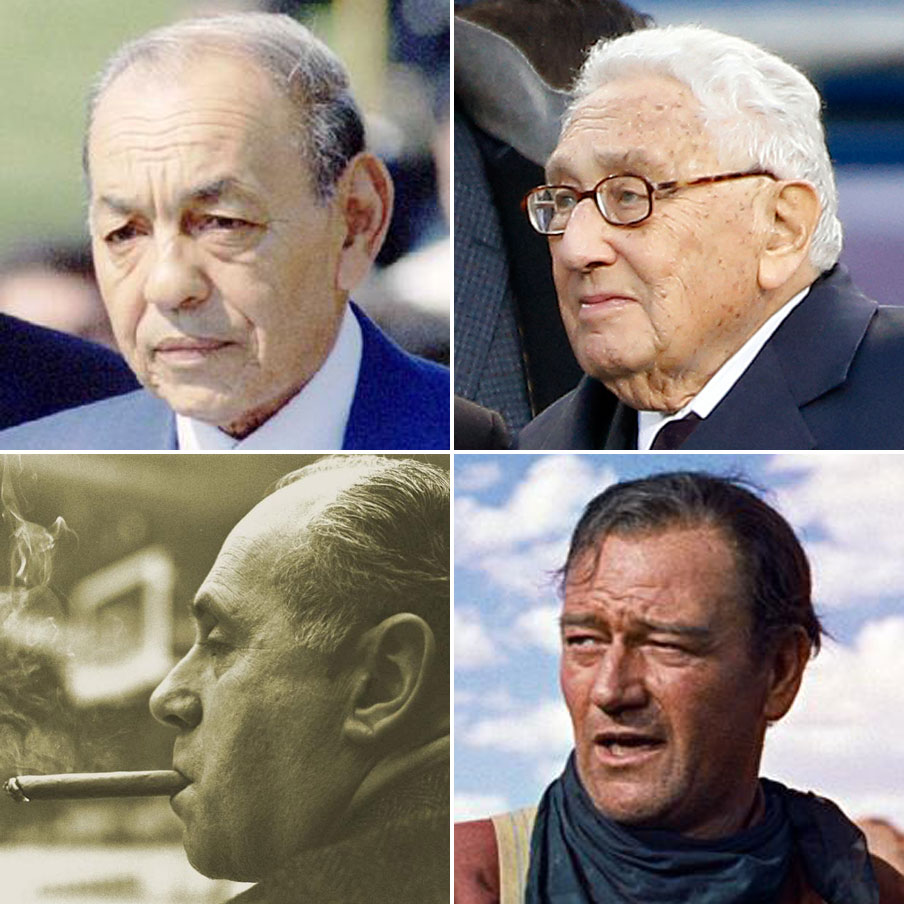 Patients of DeSanctis have included (clockwise from top left) King Hassan II of Morrocco, Henry Kissinger, John Wayne, and Red Auerbach.