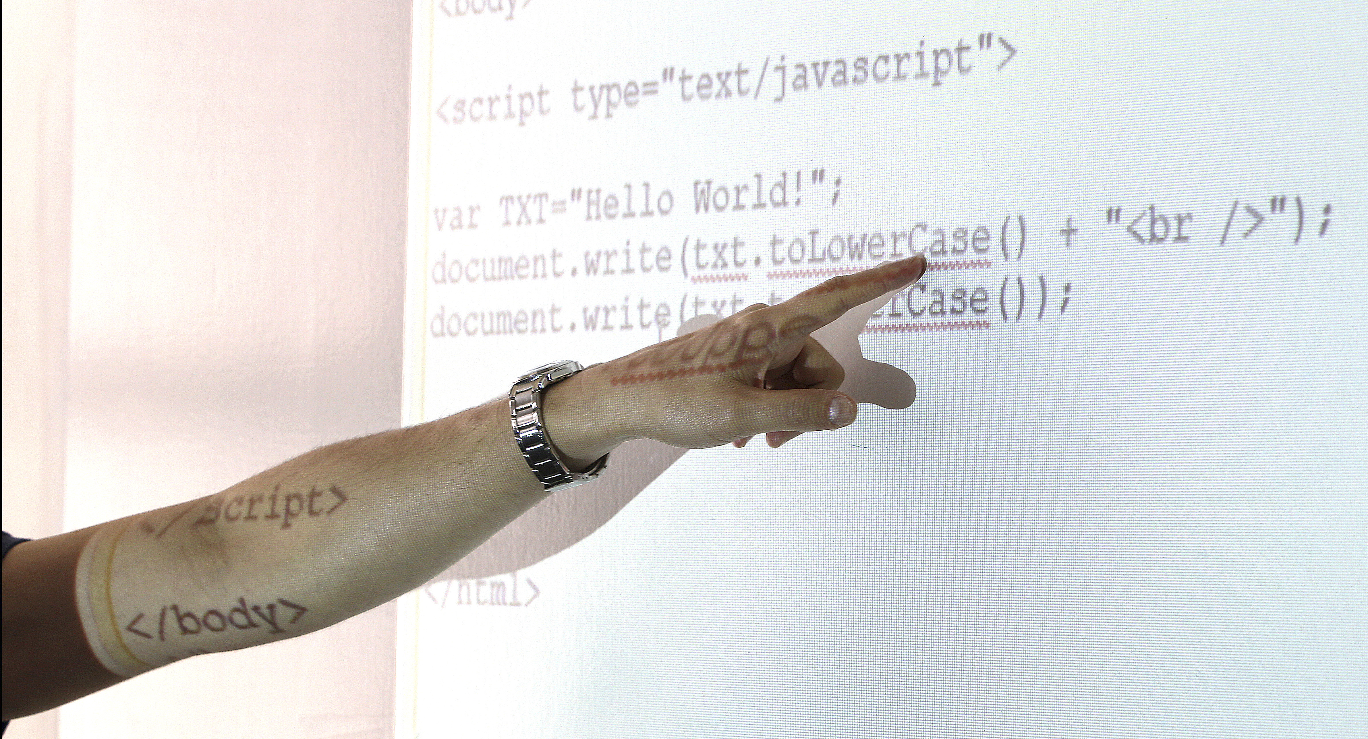 Antoine Hage, chief technology officer of FreeCause, explained JavaScript code.