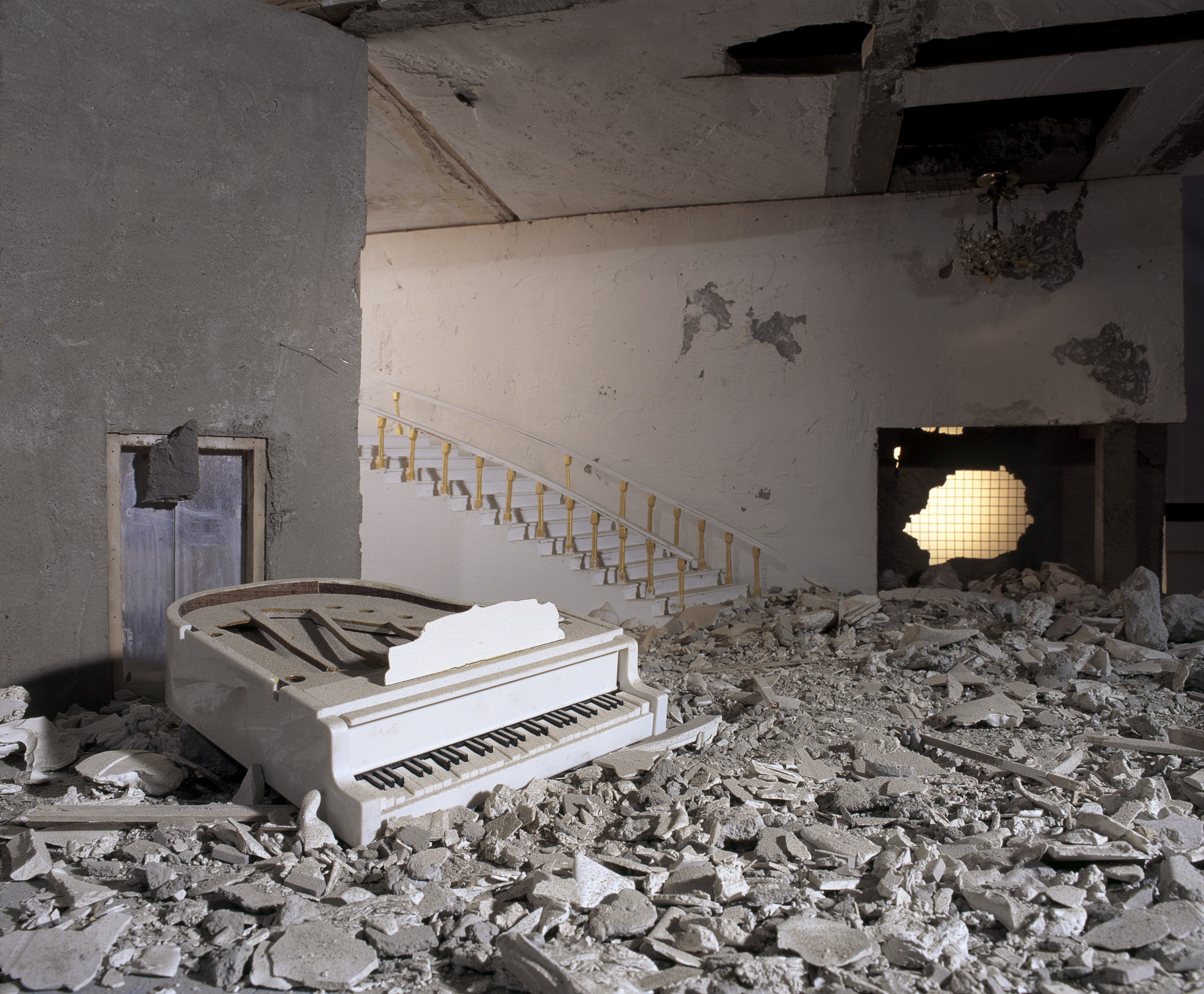 Wafaa Bilal’s tableau photograph “Piano.”