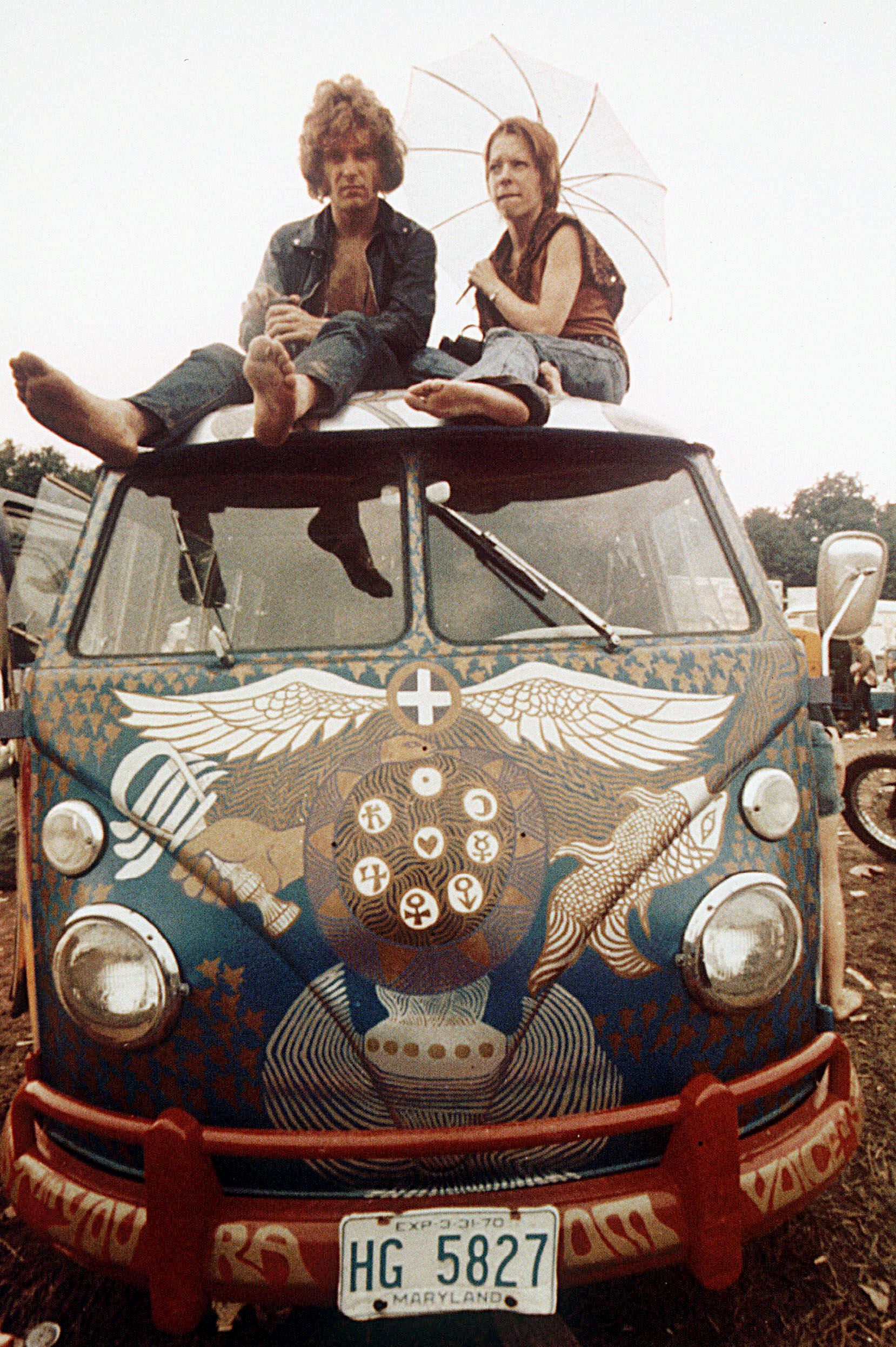 Concert-goers at Woodstock in 1969.