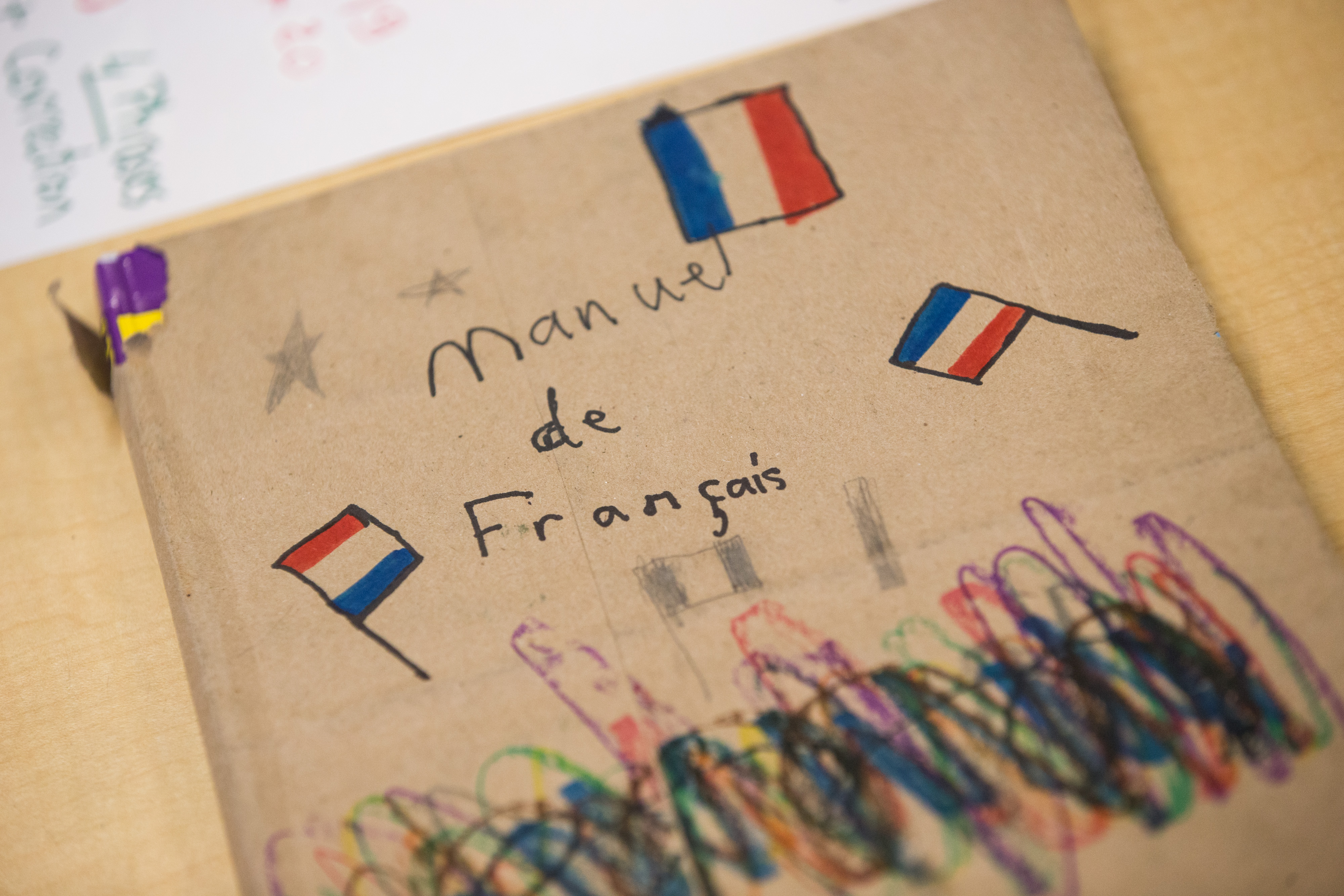 French language school materials were hung in a classroom in Park City, Utah.