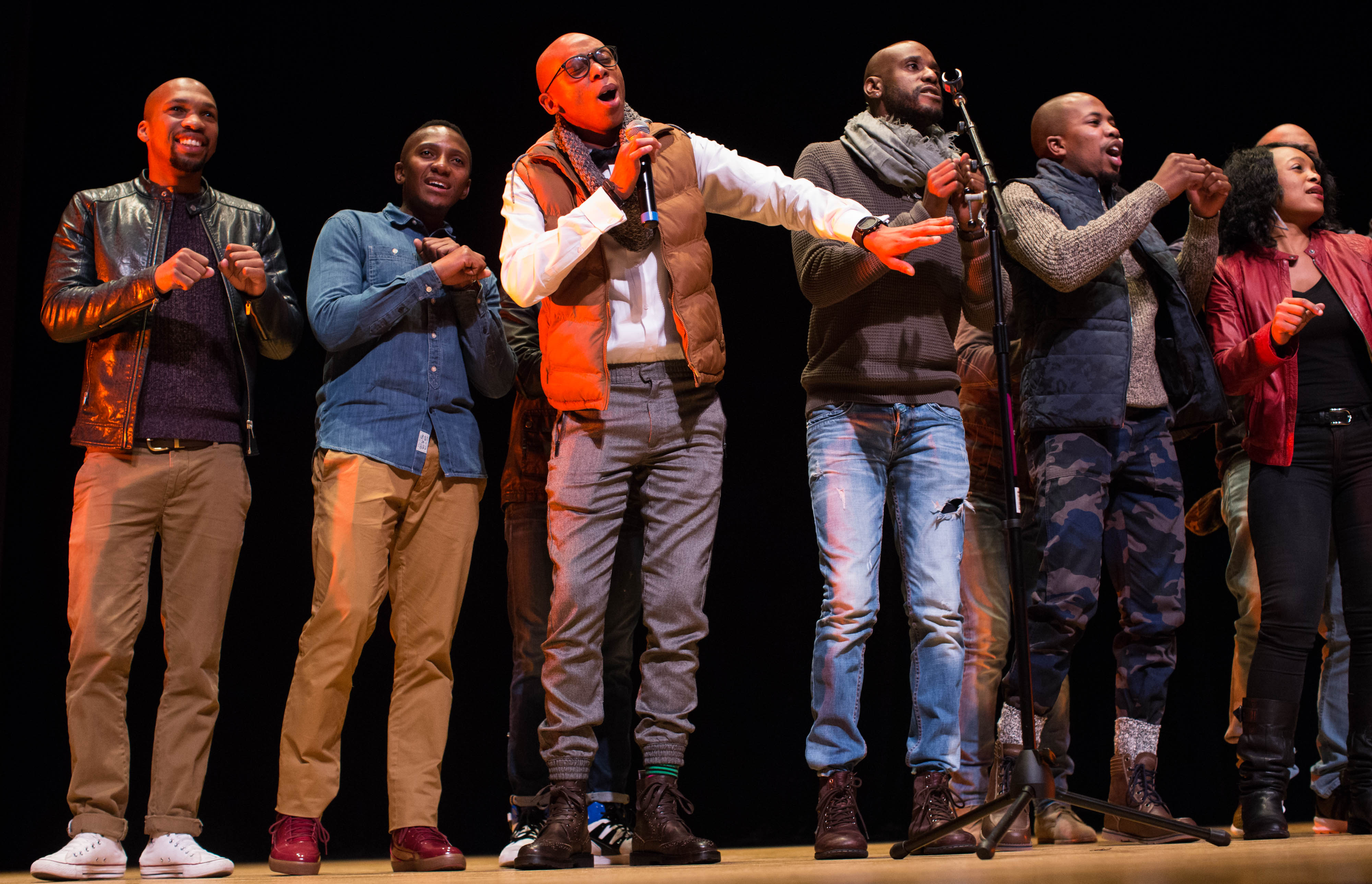 Members of Isango Ensemble performed Monday at an event at Roxbury Community College.