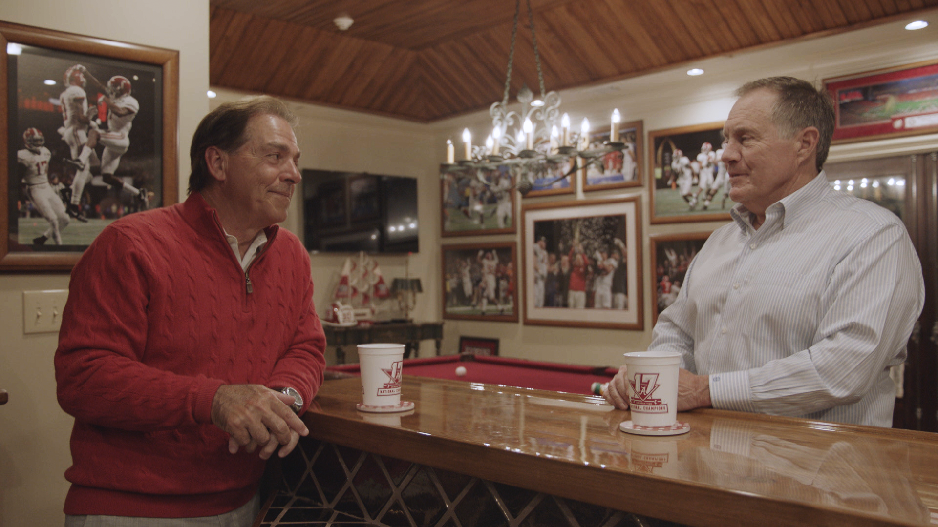 Nick Saban (left) and Bill Belichick, in "Belichick & Saban: The Art of Coaching."