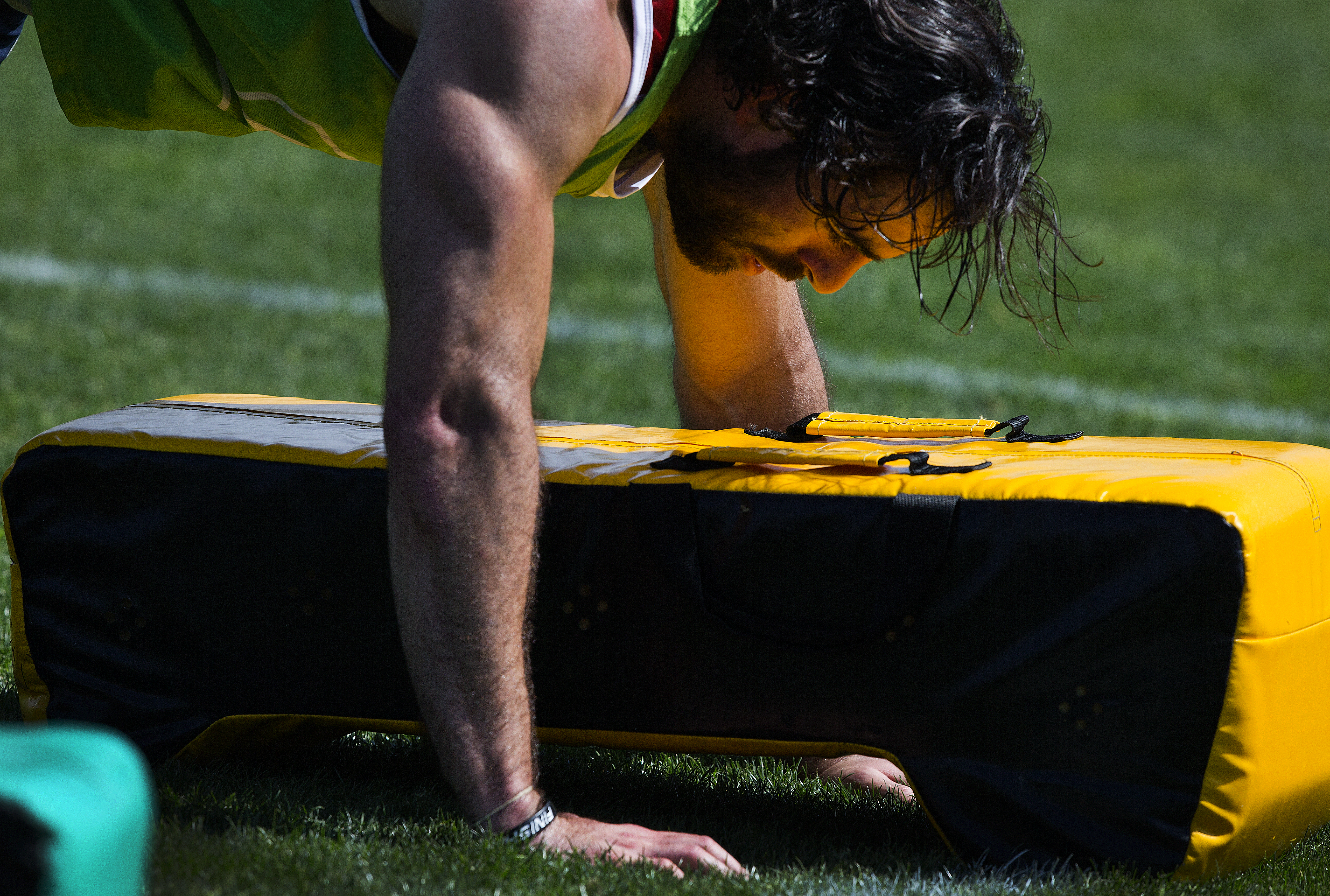 Nate Ebner remains a workout fanatic, whether he’s in Foxborough or here in Chula Vista, Calif.